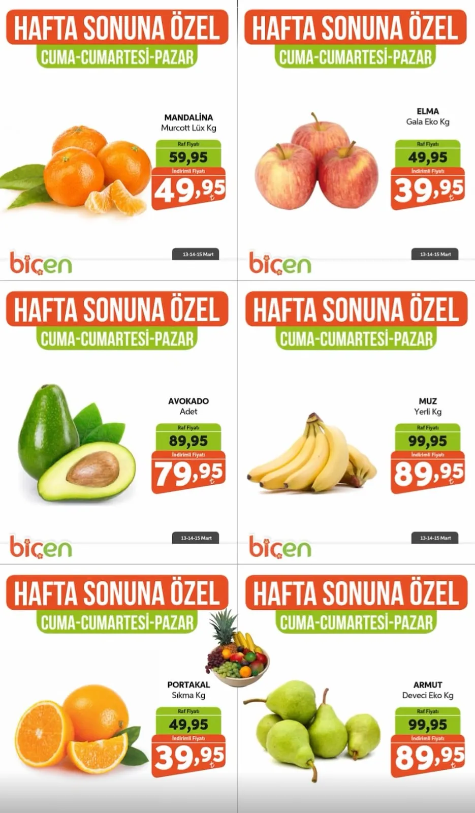 Biçen Biçen Market 13 Mart 2026 Aktüel Kataloğu sayfa 4: Elma Gala Eko Kg, Avokado Adet
