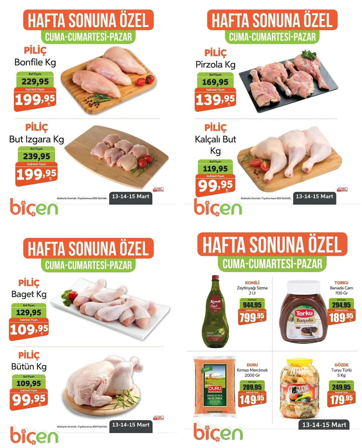 Biçen Biçen Market 13 Mart 2026 Aktüel Kataloğu sayfa 5: Torku Banada Cam 700 Gr, Gözde Turşu Türlü 5 Kg