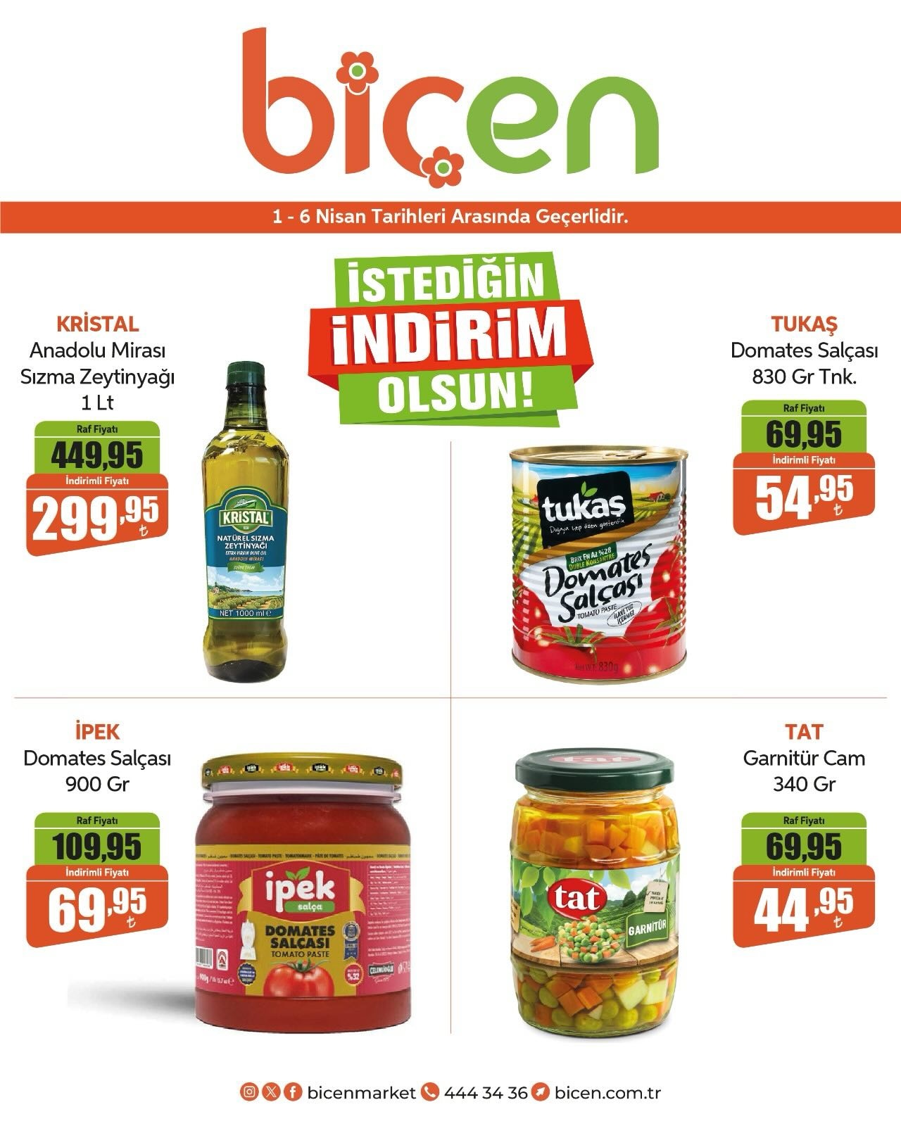 Biçen Market 1 Nisan 2026 Aktüel Kataloğu broşürü