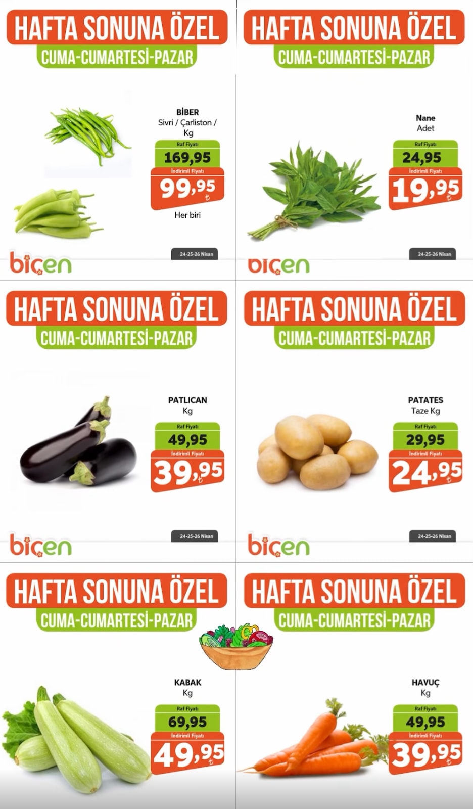 Biçen Market 24 Nisan 2026 Aktüel Kataloğu broşürü