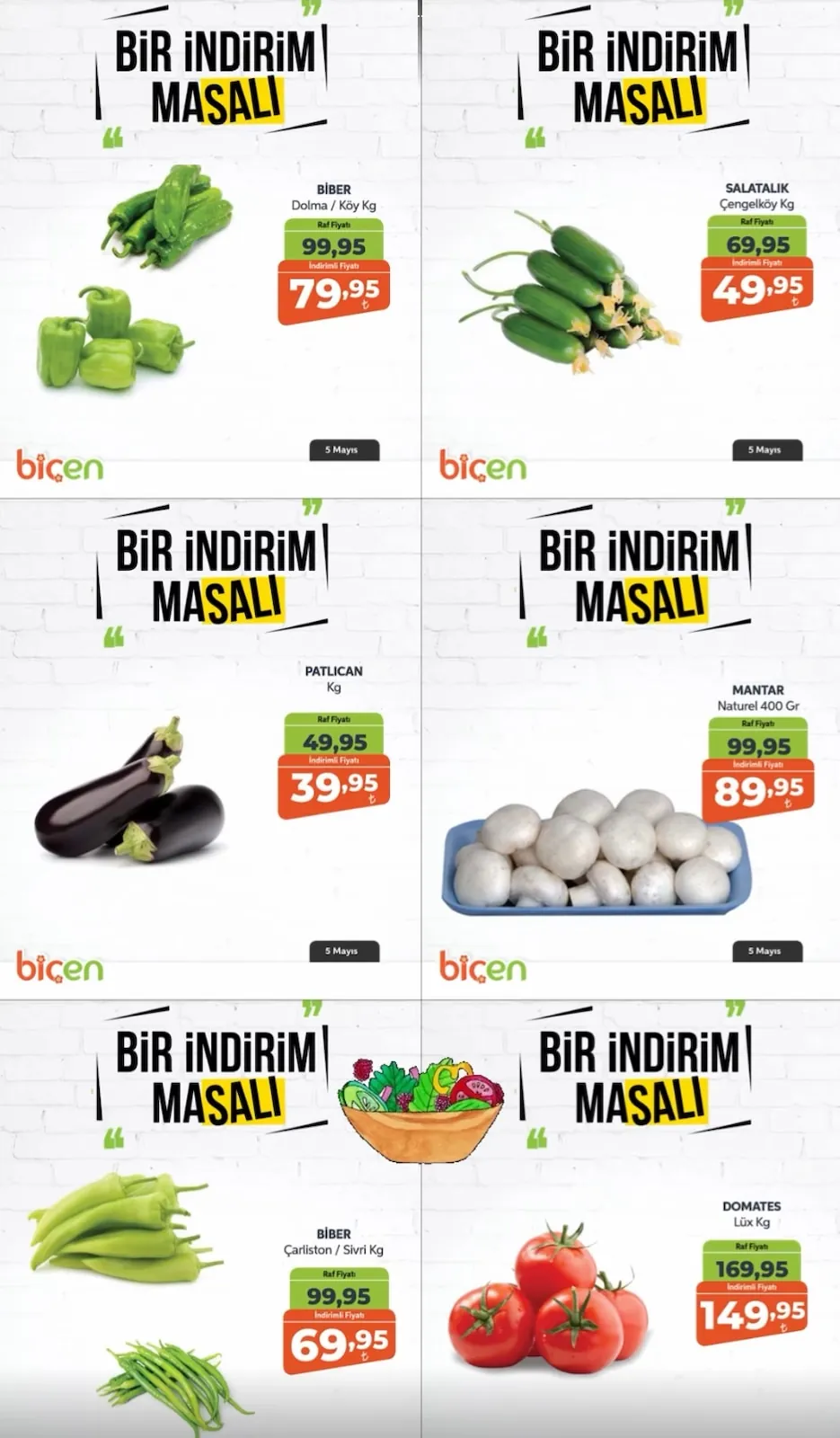 Biçen Biçen Market 5 Mayıs 2026 Aktüel Kataloğu sayfa 2: Mantar Naturel 400 Gr, Salatalık Çengelköy Kg