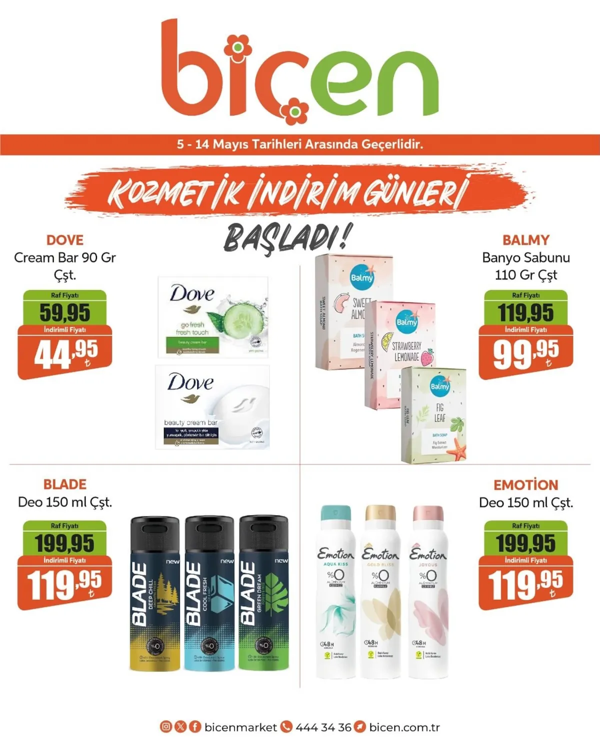 Biçen Biçen Market 5 Mayıs 2026 Aktüel Kataloğu sayfa 1: Blade Deo 150 Ml Çst, Balmy Banyo Sabunu 110 Gr Çst