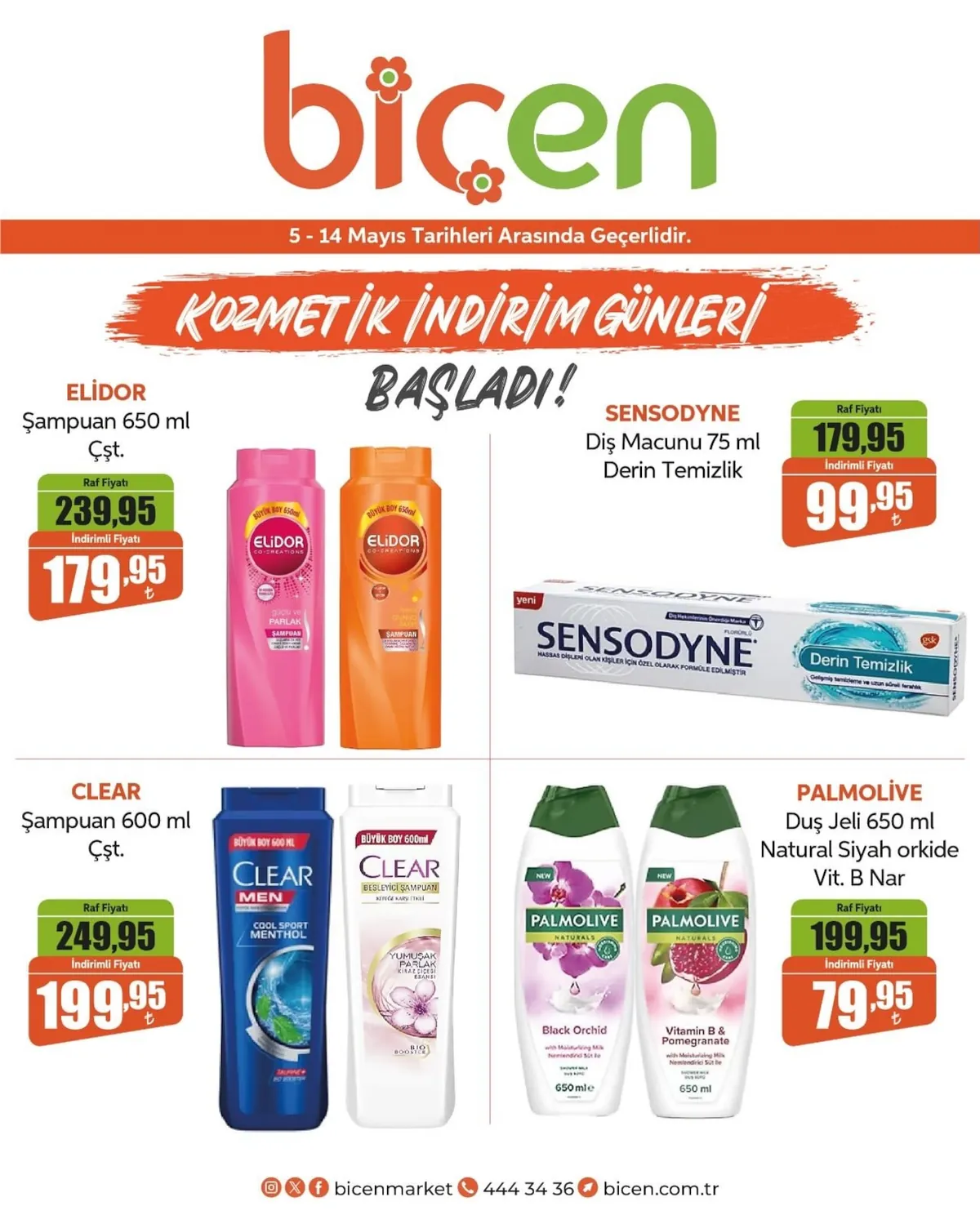 Biçen Biçen Market 5 Mayıs 2026 Aktüel Kataloğu sayfa 3: Clear Şampuan 600 Ml Çiftli, Sensodyne Diş Macunu 75 Ml Derin Temizlik