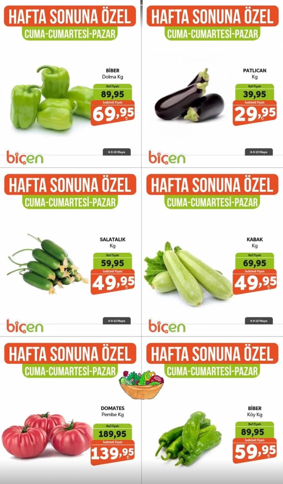 Biçen Biçen Market 8 Mayıs 2026 Aktüel Kataloğu sayfa 2: Biber Köy Kg, Domates Pembe Kg