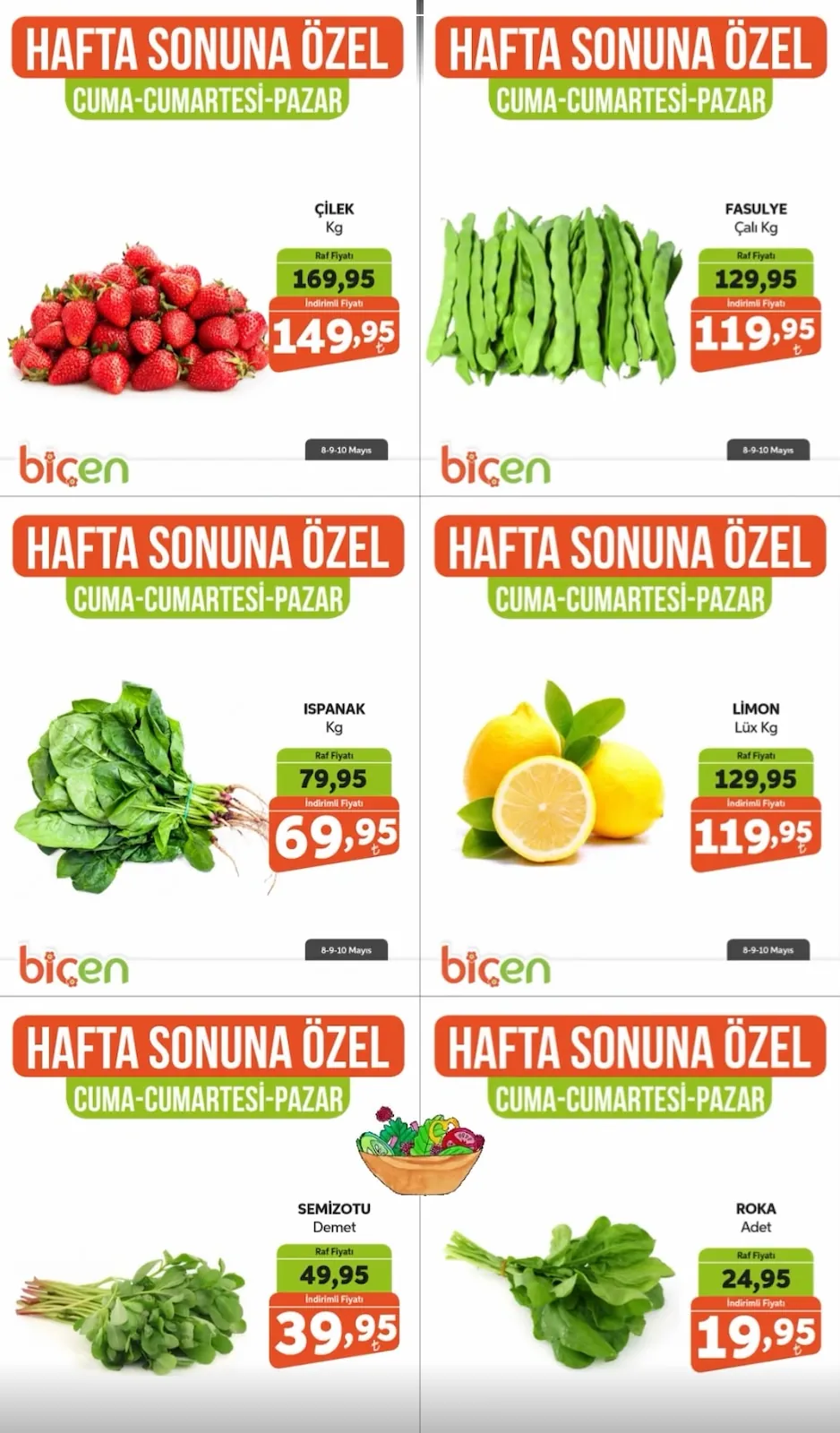 Biçen Biçen Market 8 Mayıs 2026 Aktüel Kataloğu sayfa 3: Roka Adet, Limon Lüks Kg