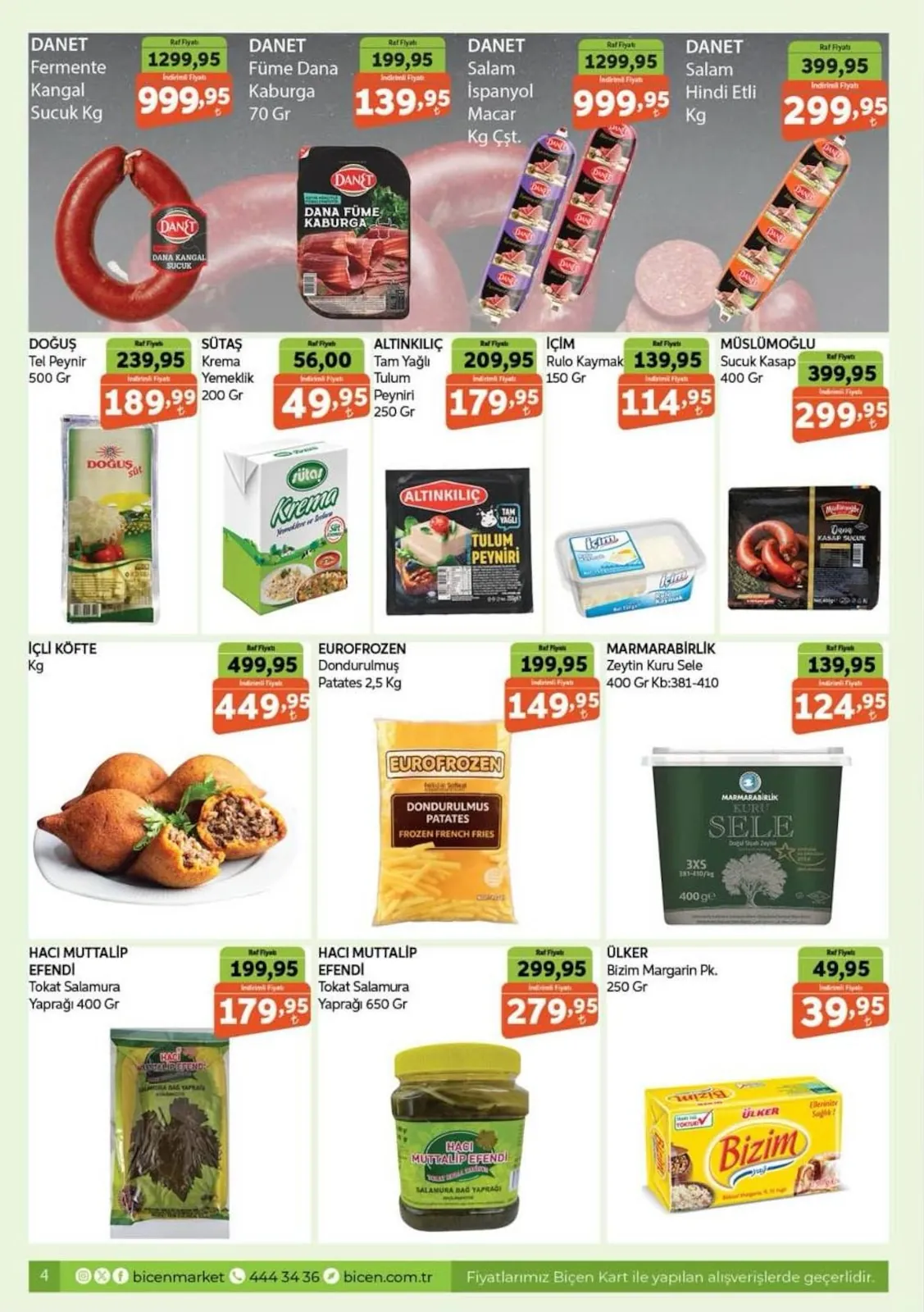 Biçen Biçen Market 15 Mayıs 2026 Aktüel Kataloğu sayfa 3: Meşar Dağ Sucuk 400G, Doğuş Tel Peynir 500G