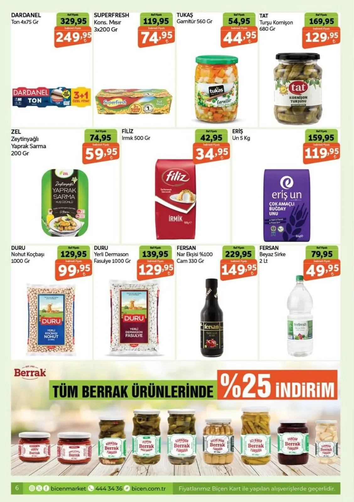 Biçen Biçen Market 15 Mayıs 2026 Aktüel Kataloğu sayfa 5: Duru Yerli Dermason Fasulye 1000 Gr, Ferfresh Üzüm Sirke 2 Lt