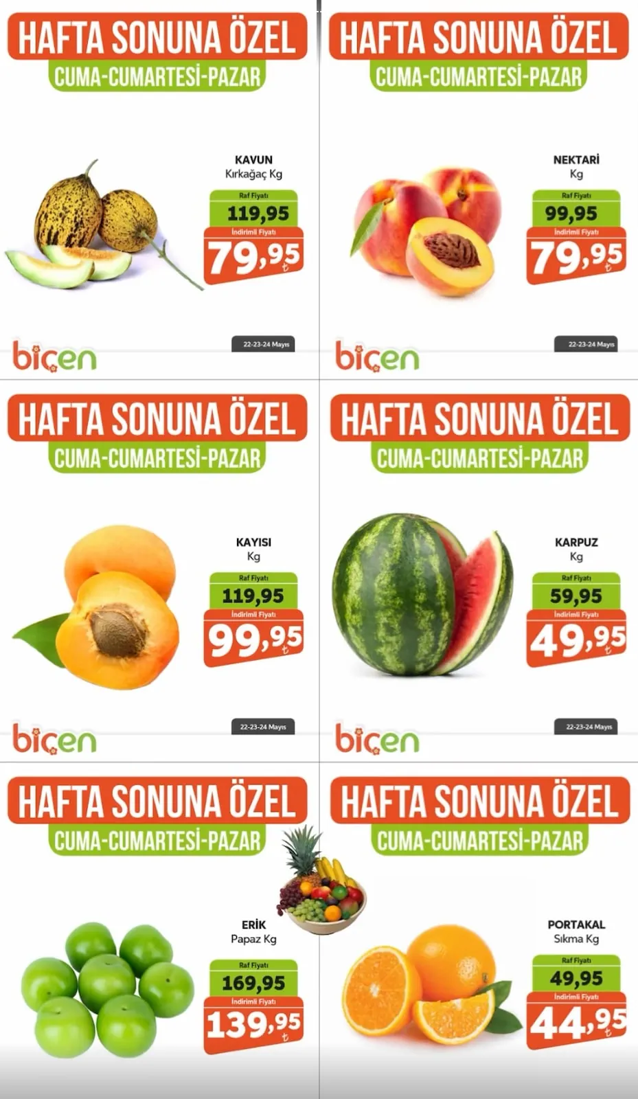 Biçen Biçen Market 22 Mayıs 2026 Aktüel Kataloğu sayfa 2: Karpuz Kg, Kayısı Kg