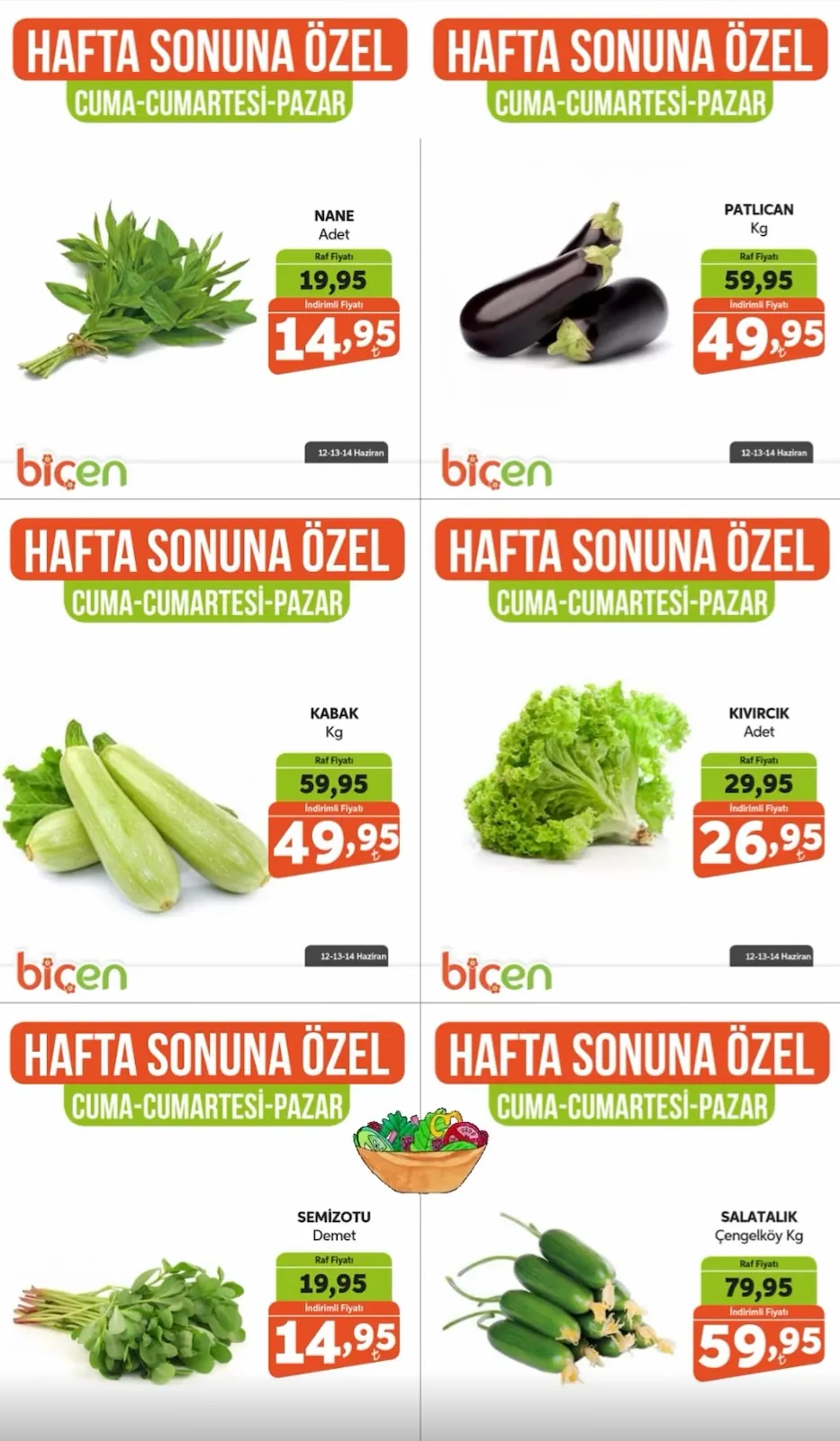 Biçen Biçen Market 12 Haziran 2026 Aktüel Kataloğu sayfa 3: Patlican Kg, Kivircik Adet