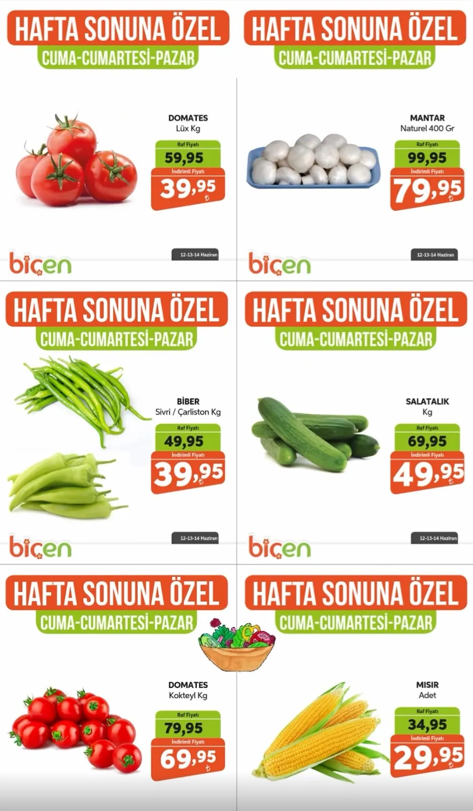 Biçen Biçen Market 12 Haziran 2026 Aktüel Kataloğu sayfa 4: Biber Sivri / Charlton Kg, Salatalik Kg