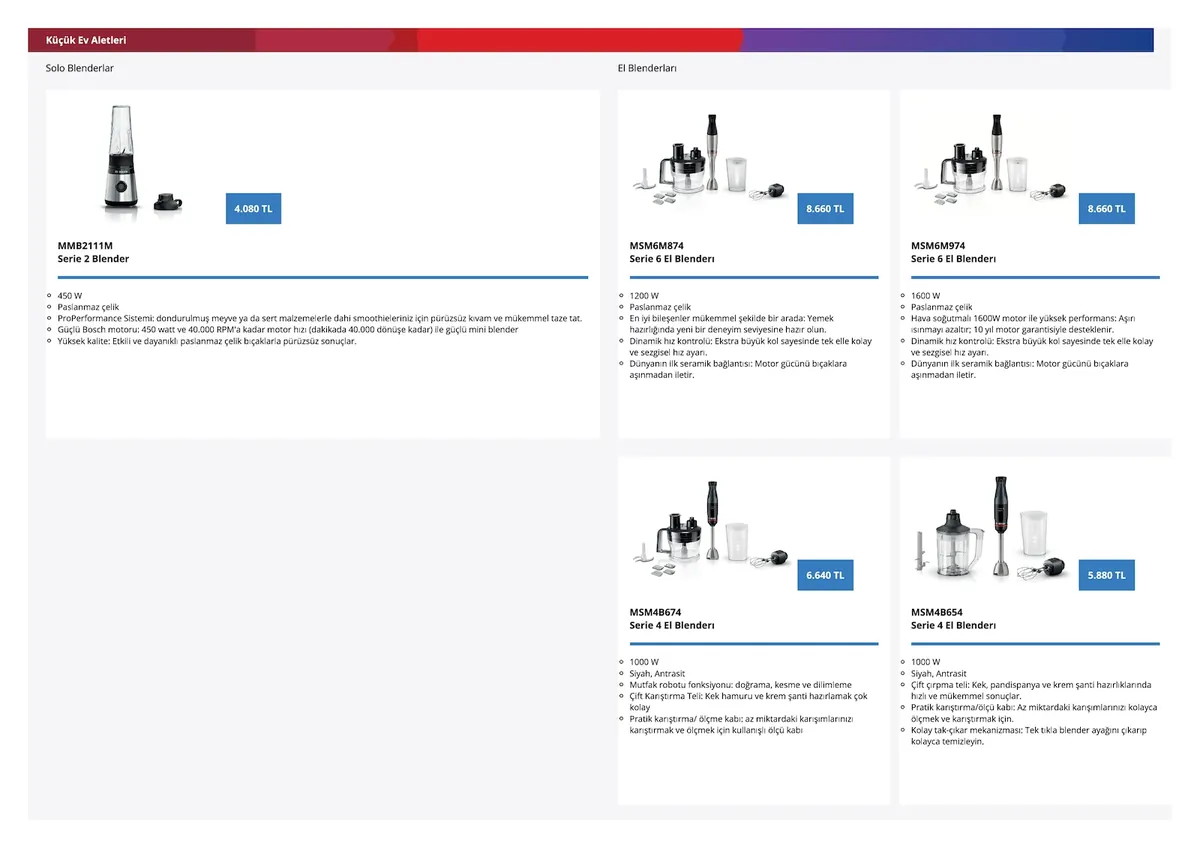 Bosch Bosch 4 Nisan 2026 Aktüel Kataloğu sayfa 43: Msm4B674 Serie 4 El Blenderi