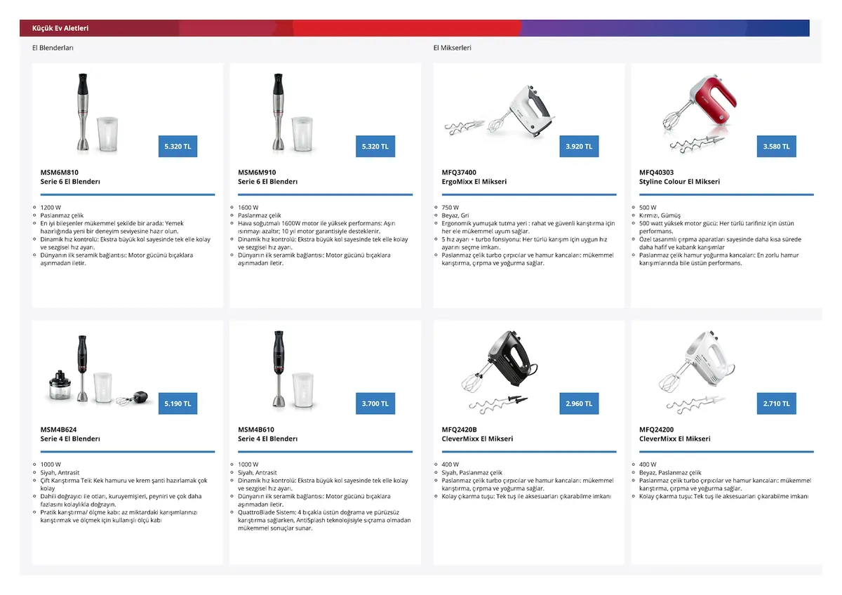 Bosch Bosch 4 Nisan 2026 Aktüel Kataloğu sayfa 44: Mfq40303 Styline Colour El Mikseri