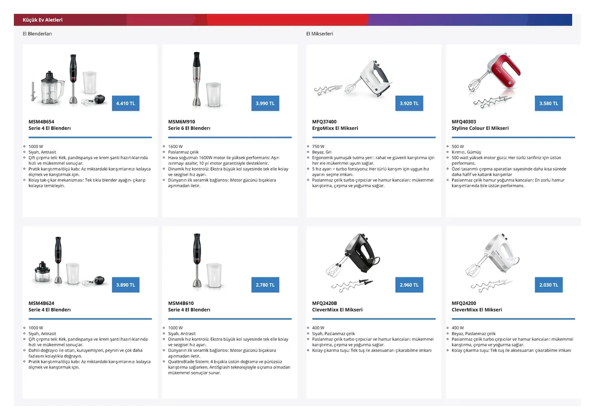 Bosch Bosch 4 Mayıs 2026 Aktüel Kataloğu sayfa 44: Bosch Styline Colour El Mikseri