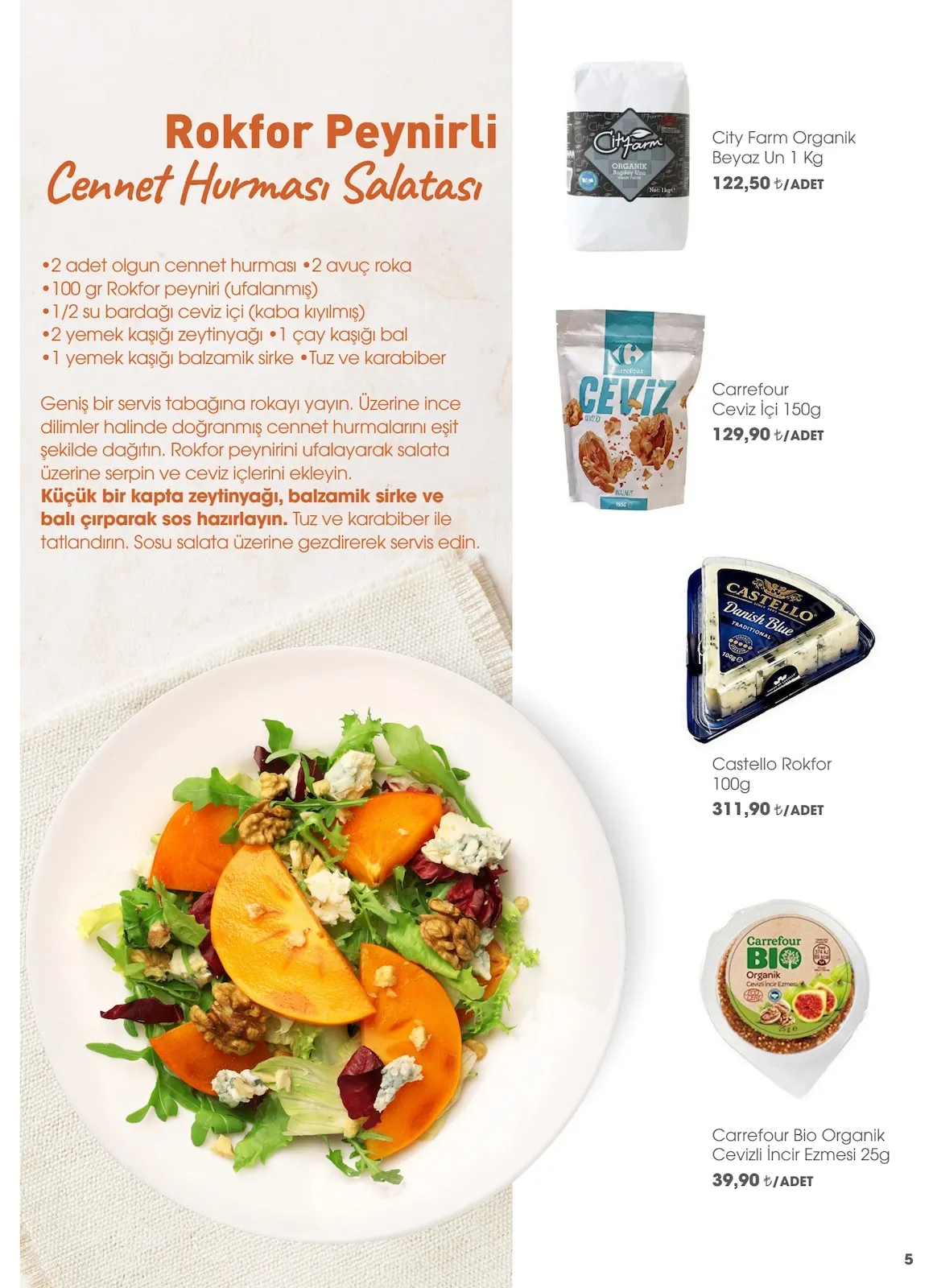 CarrefourSA CarrefourSA 1 Şubat 2026 Aktüel Kataloğu sayfa 5: Carrefour Ceviz İçi 150G, Castello Rokfor 100G