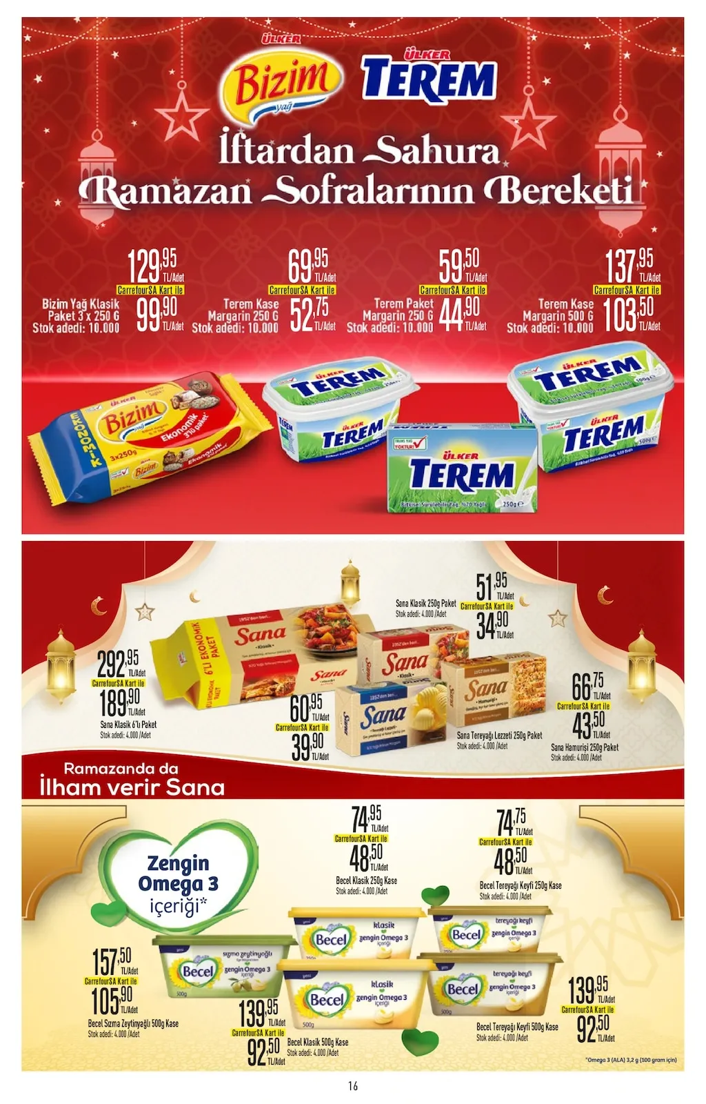CarrefourSA CarrefourSA 9 Şubat 2026 Aktüel Kataloğu sayfa 16: Bizim Yağ Klasik Paket 3 X 250 G