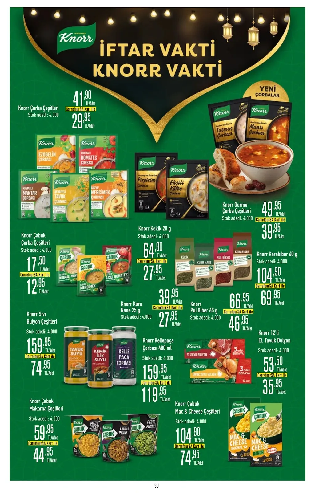 CarrefourSA CarrefourSA 9 Şubat 2026 Aktüel Kataloğu sayfa 30: Knorr Çabuk Çorba Çeşitleri