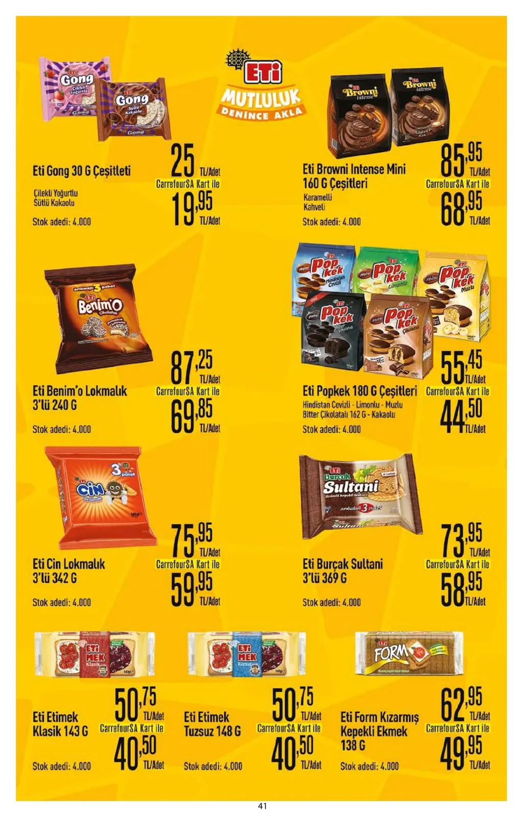 CarrefourSA CarrefourSA 9 Şubat 2026 Aktüel Kataloğu sayfa 41: Eti Popkek 180 G Çeşitleri, Eti Cin Lokmalık 3'Lü 342 G