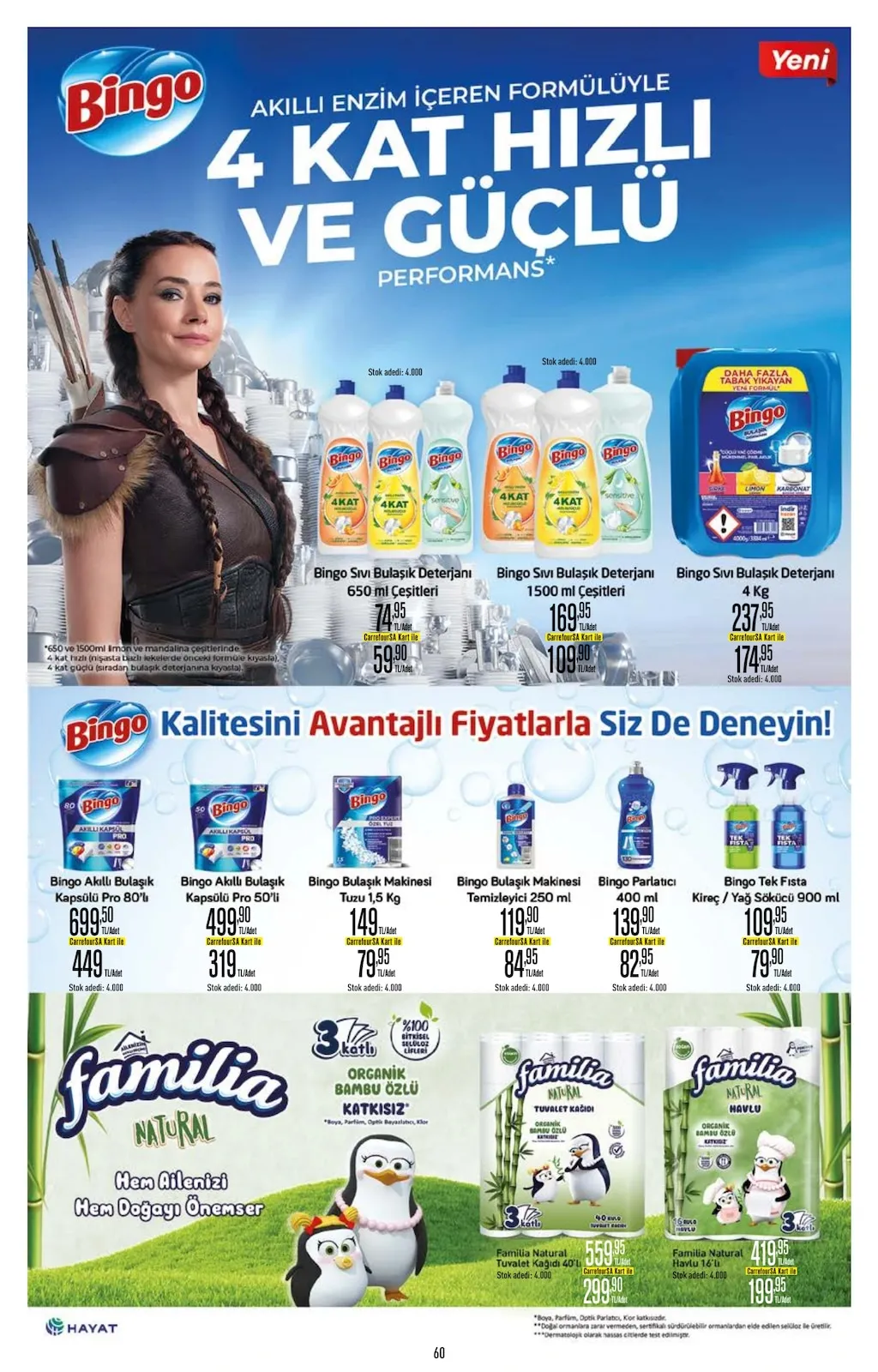 CarrefourSA CarrefourSA 9 Şubat 2026 Aktüel Kataloğu sayfa 60: Bingo Sıvı Bulaşık Deterjanı 4 Kg, Bingo Parlatıcı 400 Ml