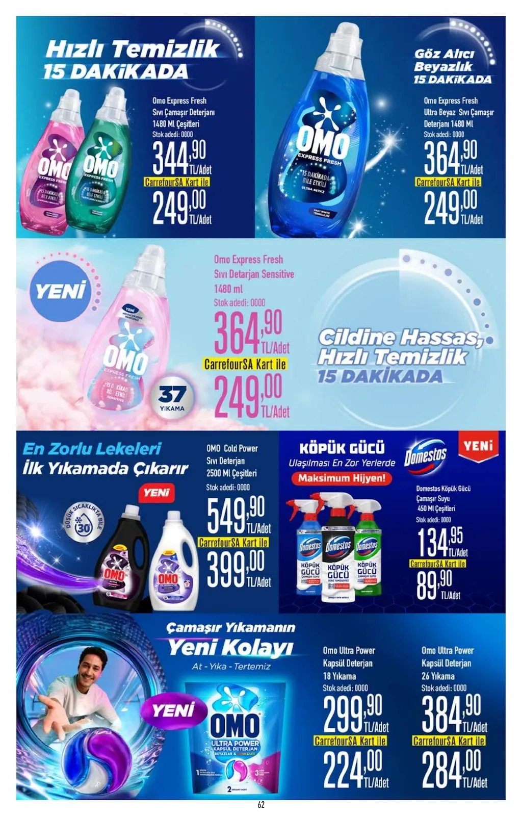 CarrefourSA CarrefourSA 9 Şubat 2026 Aktüel Kataloğu sayfa 62: Omo Express Fresh Ultra Beyaz Sıvı Çamaşır Deterjanı 1480 Ml