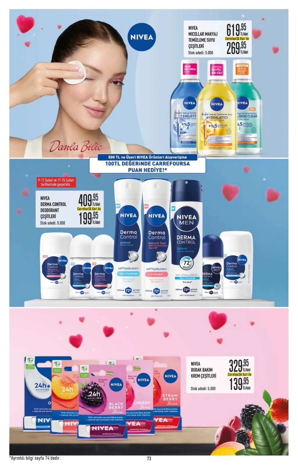 CarrefourSA CarrefourSA 9 Şubat 2026 Aktüel Kataloğu sayfa 73: Nivea Derma Control Deodorant Çeşitleri, Nivea Micellar Makyaj Temizleme Suyu Çeşitleri