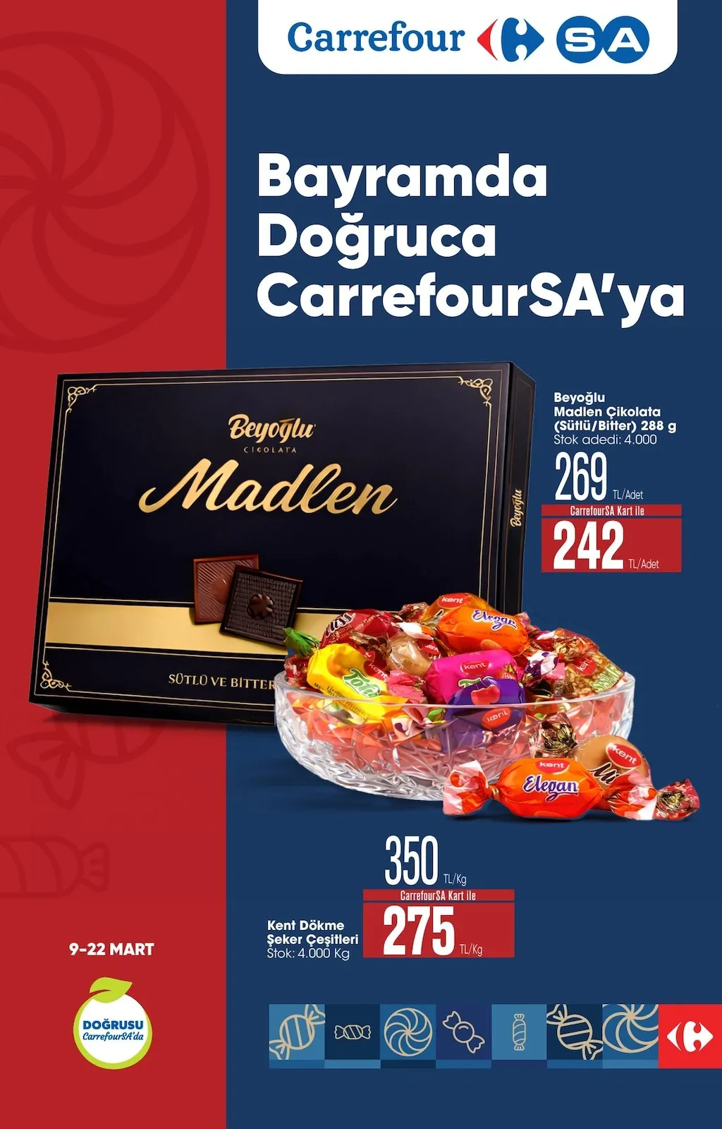 CarrefourSA CarrefourSA 9 Mart 2026 Aktüel Kataloğu sayfa 1: Kent Karışık Şekerleme