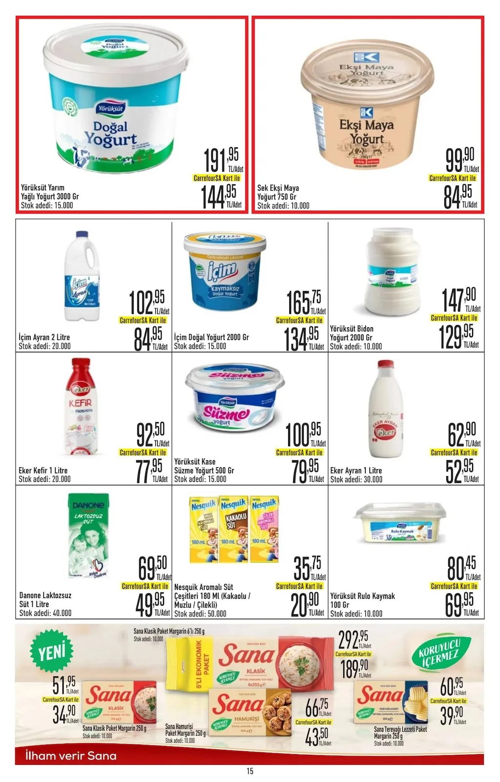 CarrefourSA CarrefourSA 9 Mart 2026 Aktüel Kataloğu sayfa 15: Yörüksüt Bidon Yoğurt 2000 Gr, Yörüksüt Kase Süzme Yoğurt 500 Gr