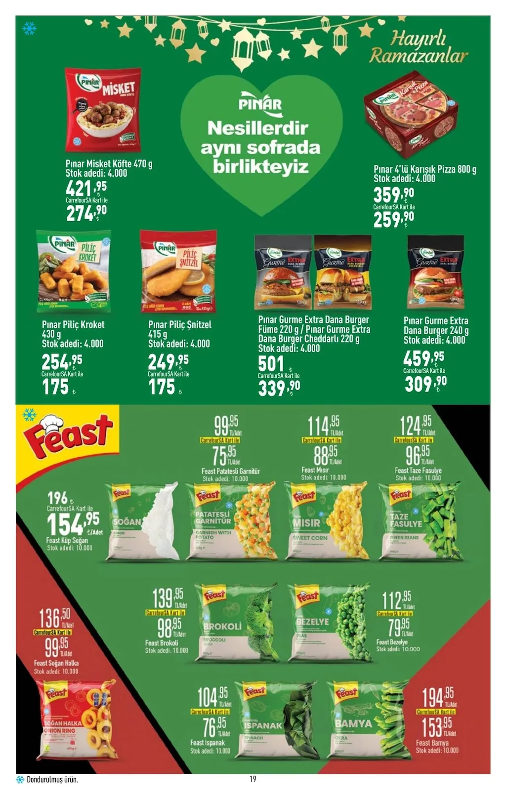 CarrefourSA CarrefourSA 9 Mart 2026 Aktüel Kataloğu sayfa 19: Pınar Piliç Kroket 430 G, Pınar Gurme Extra Dana Burger Füme 220 G / Pınar Gurme Extra Dana Burger Cheddarlı 220 G