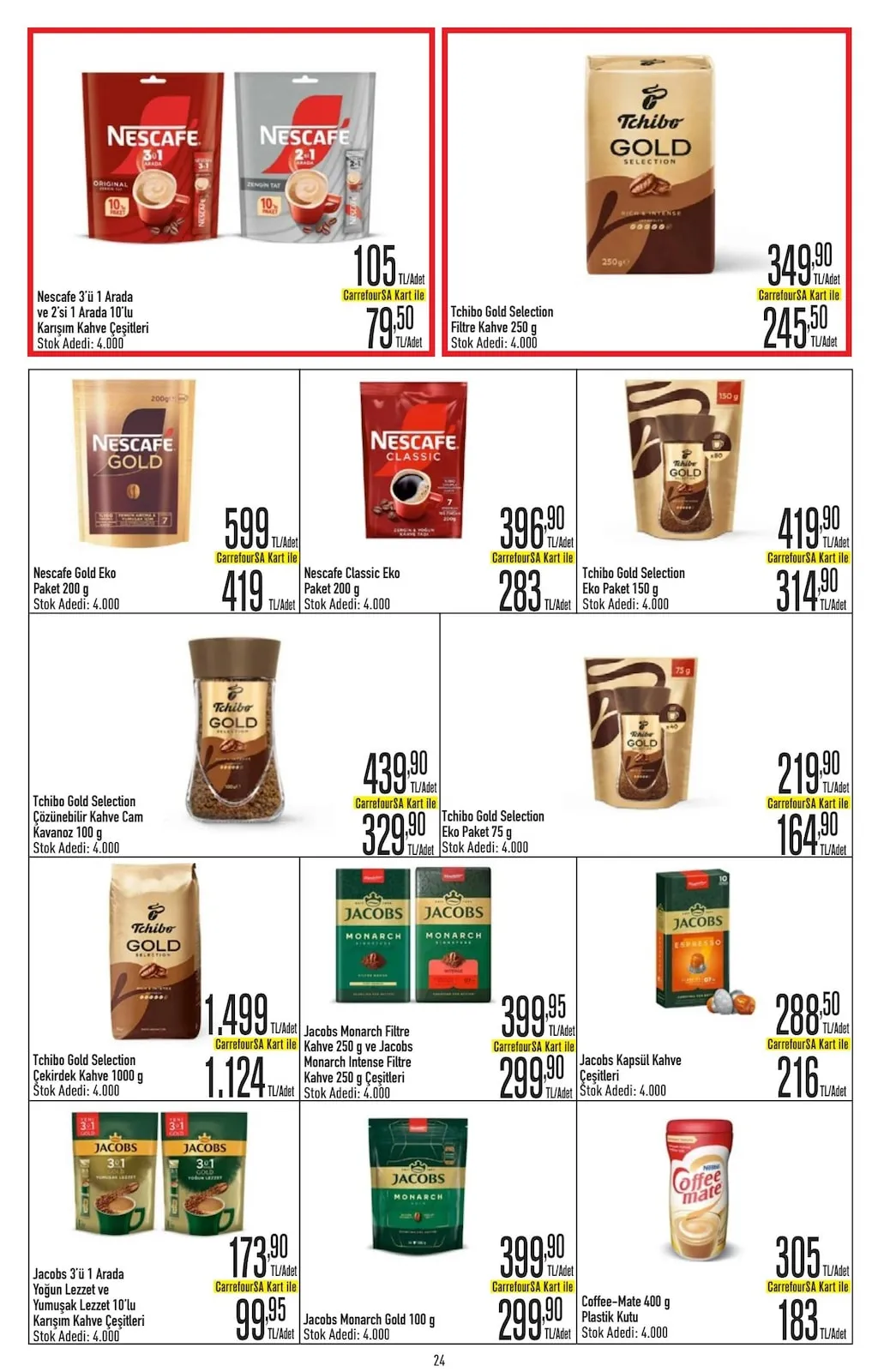 CarrefourSA CarrefourSA 9 Mart 2026 Aktüel Kataloğu sayfa 24: Jacobs Monarch Filtre Kahve 250 G, Jacobs Monarch Gold 100 G