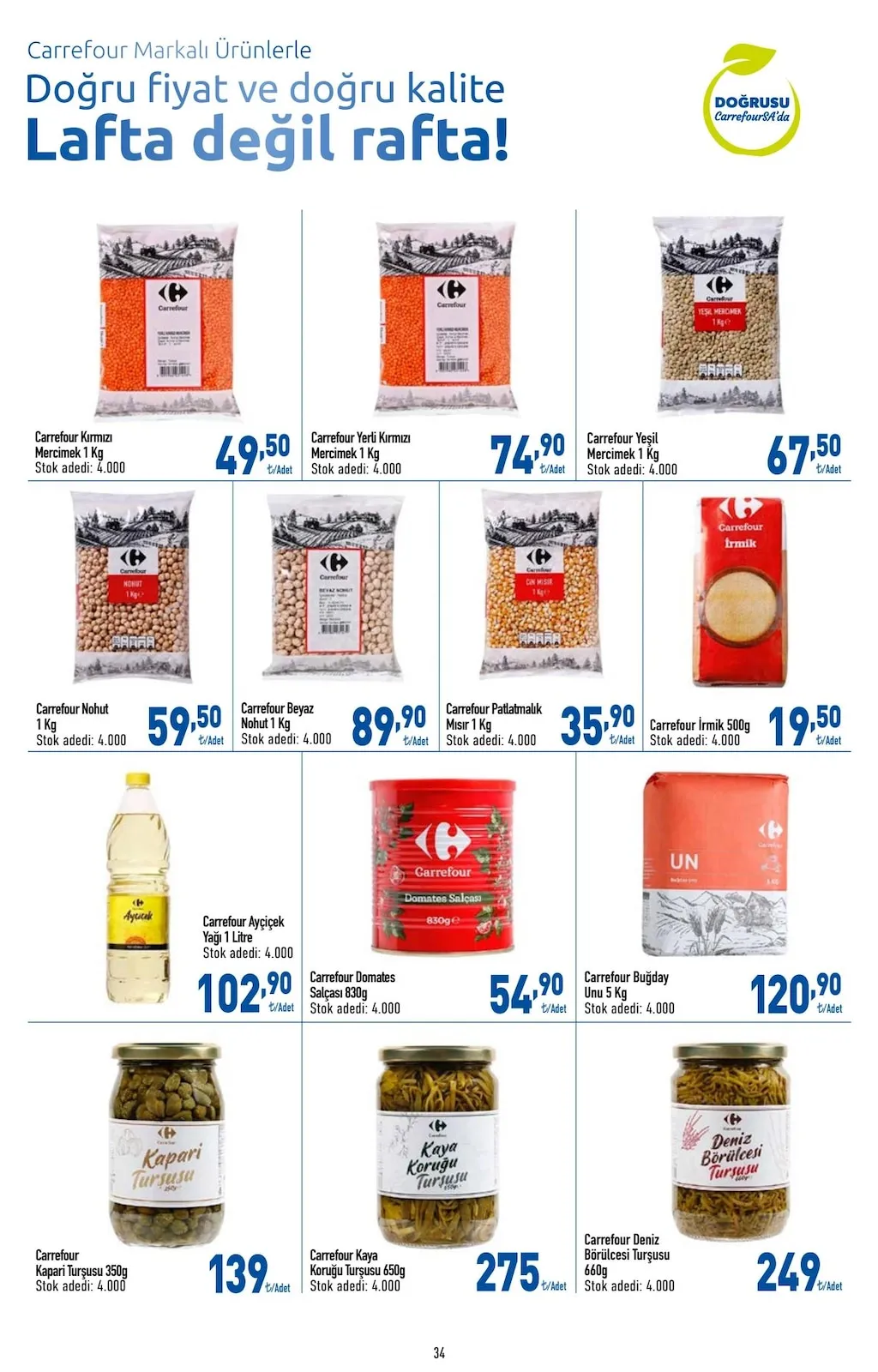 CarrefourSA CarrefourSA 9 Mart 2026 Aktüel Kataloğu sayfa 34: Carrefour Kapari Turşusu 350G, Carrefour Patlatmalık Mısır 1 Kg