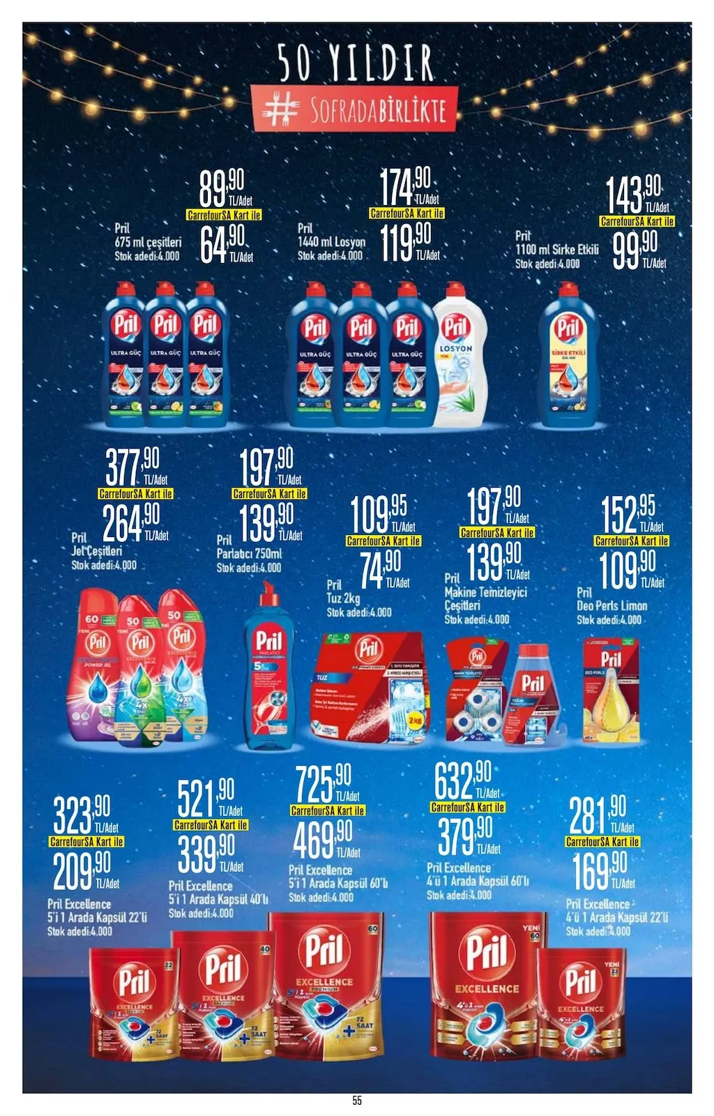 CarrefourSA CarrefourSA 9 Mart 2026 Aktüel Kataloğu sayfa 55: Pril Deo Perls Limon