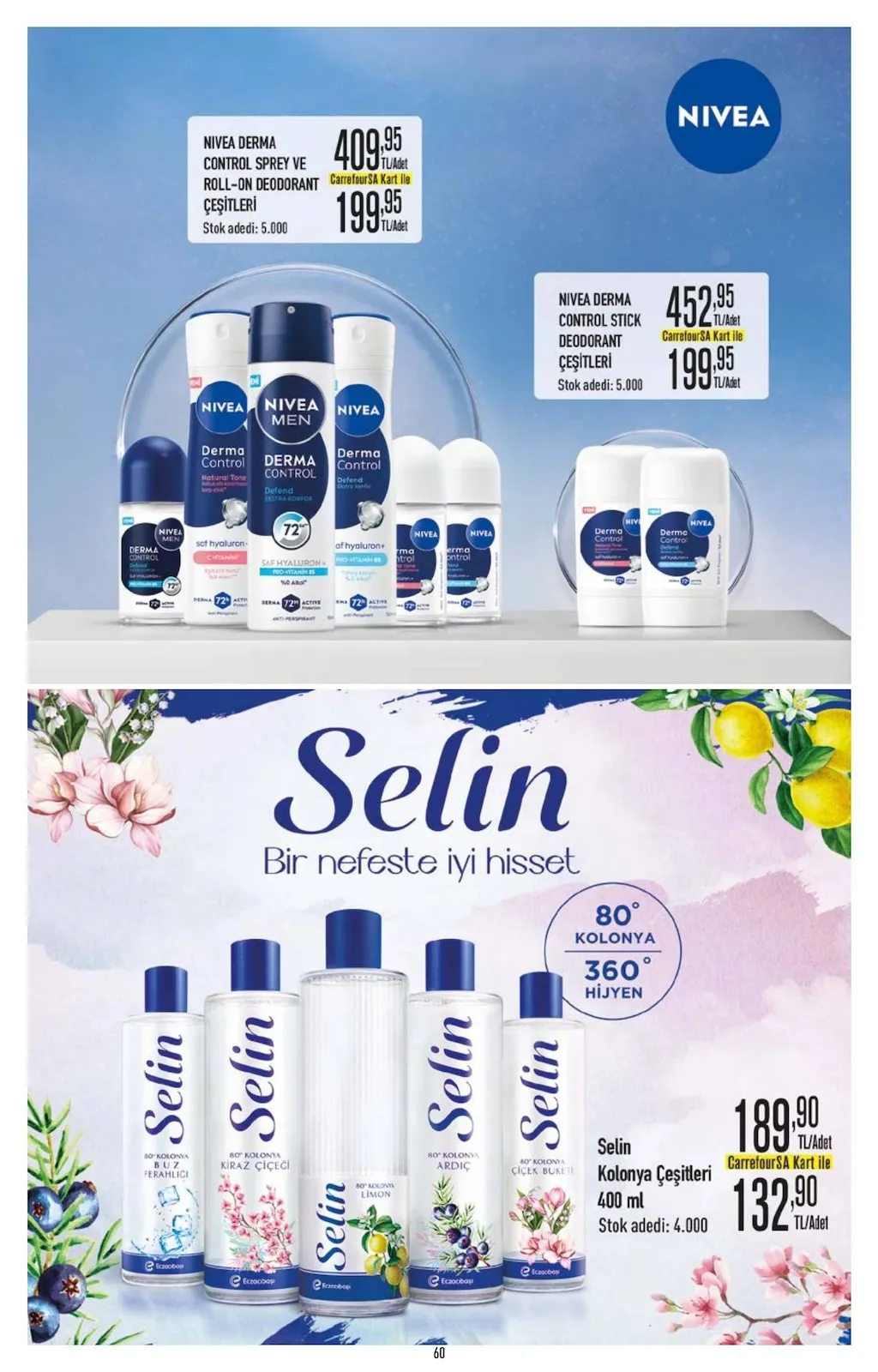 CarrefourSA CarrefourSA 9 Mart 2026 Aktüel Kataloğu sayfa 60: Selin Kolonya Çeşitleri 400 Ml