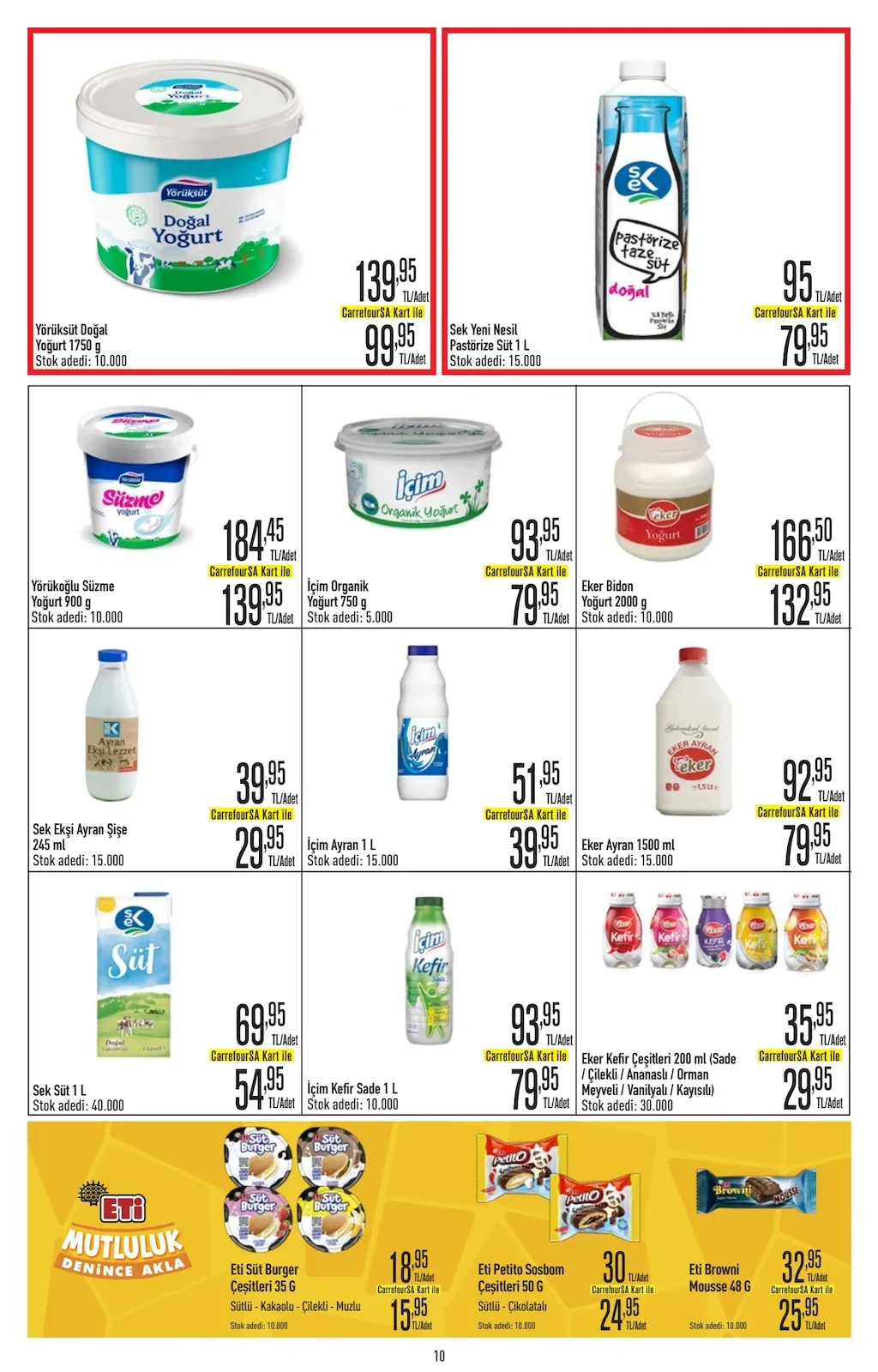 CarrefourSA CarrefourSA 23 Mart 2026 Aktüel Kataloğu sayfa 10: Içim Ayran 1 L, Eker Ayran 1500 Ml