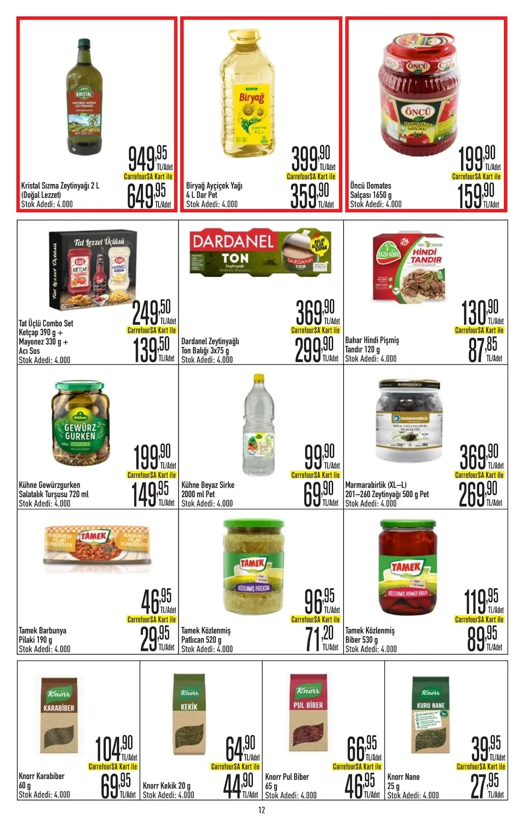 CarrefourSA CarrefourSA 23 Mart 2026 Aktüel Kataloğu sayfa 12: Kühne Beyaz Sirke 2000 Ml Pet, Tamek Közlenmiş Patlıcan 520 G