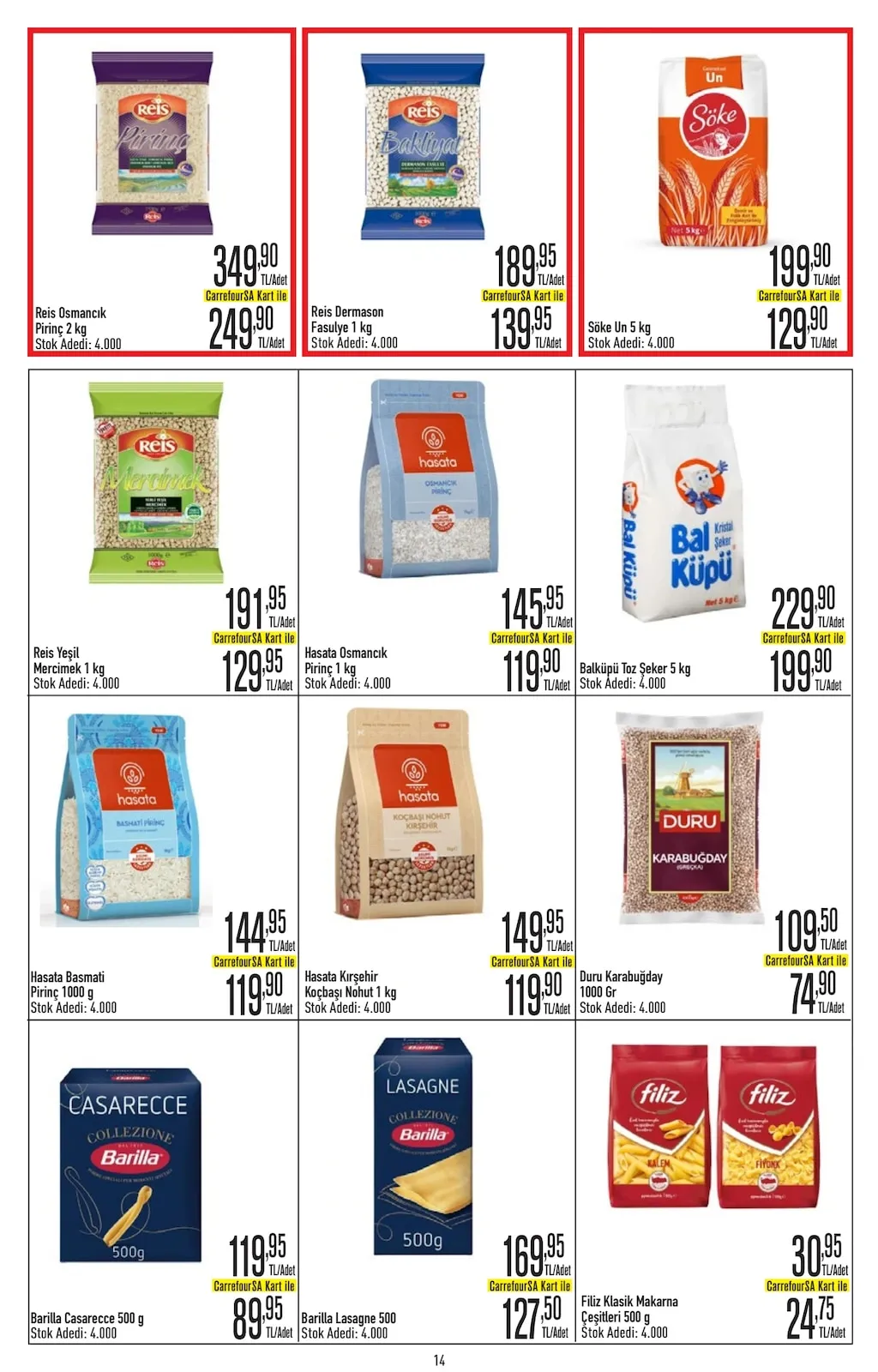 CarrefourSA CarrefourSA 23 Mart 2026 Aktüel Kataloğu sayfa 14: Hasata Kırşehir Koçbaşı Nohut 1 Kg, Reis Yeşil Mercimek 1 Kg