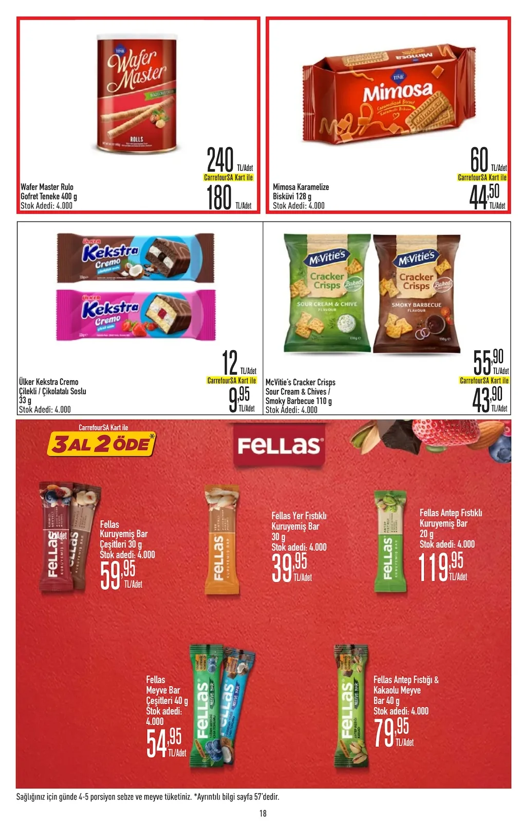 CarrefourSA CarrefourSA 23 Mart 2026 Aktüel Kataloğu sayfa 18: Mcvitie'S Cracker Crisps Sour Cream & Chives / Smoky Barbecue 110 G, Ülker Kekstra Cremo Çilekli / Çikolatalı Soslu 33 G