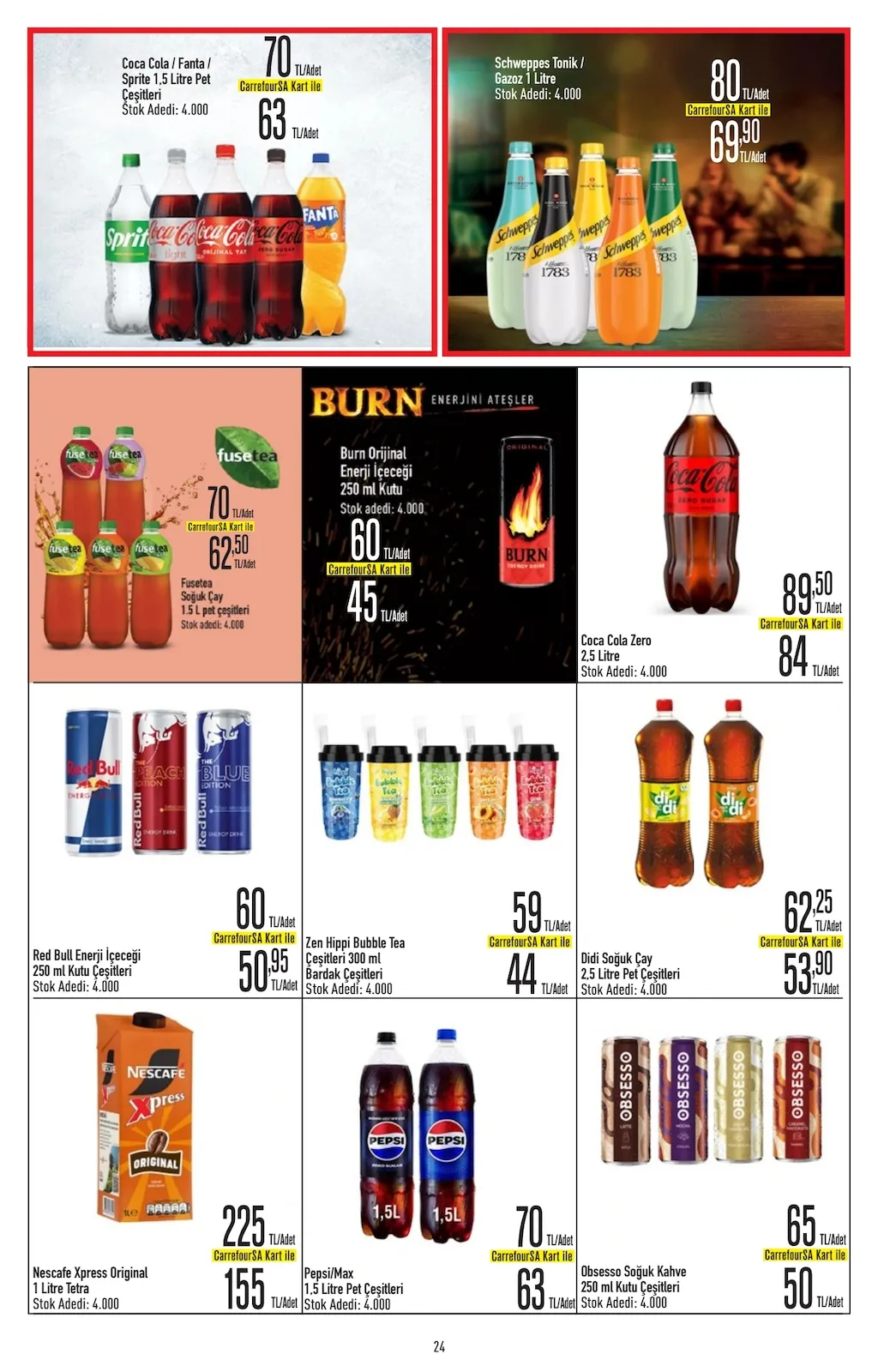 CarrefourSA CarrefourSA 23 Mart 2026 Aktüel Kataloğu sayfa 24: Coca Cola Zero 2.5 Litre, Zen Hippı Bubble Tea Çeşitleri 300 Mi