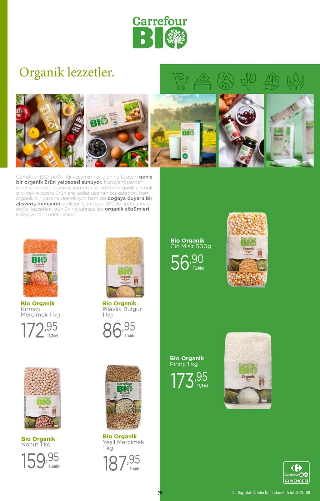 CarrefourSA CarrefourSA 23 Mart 2026 Aktüel Kataloğu sayfa 29: Bio Organik Cin Mısır 500G, Bio Organik Pirinç 1 Kg