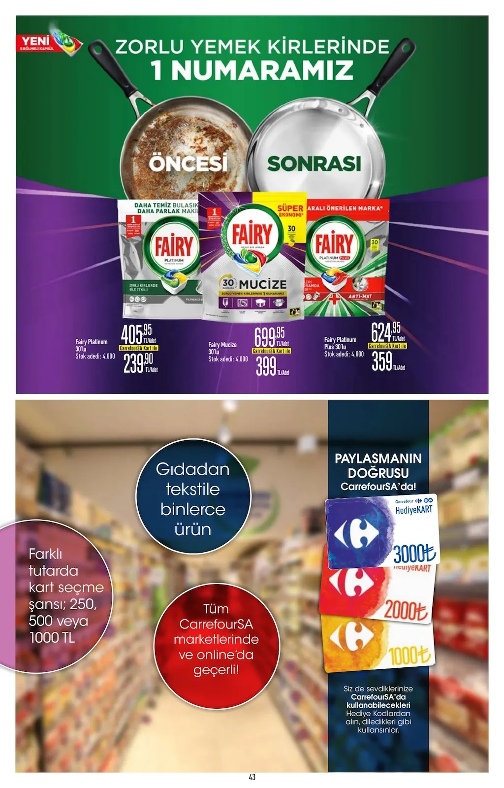 CarrefourSA CarrefourSA 23 Mart 2026 Aktüel Kataloğu sayfa 43: Fairy Platinum 30'Lu