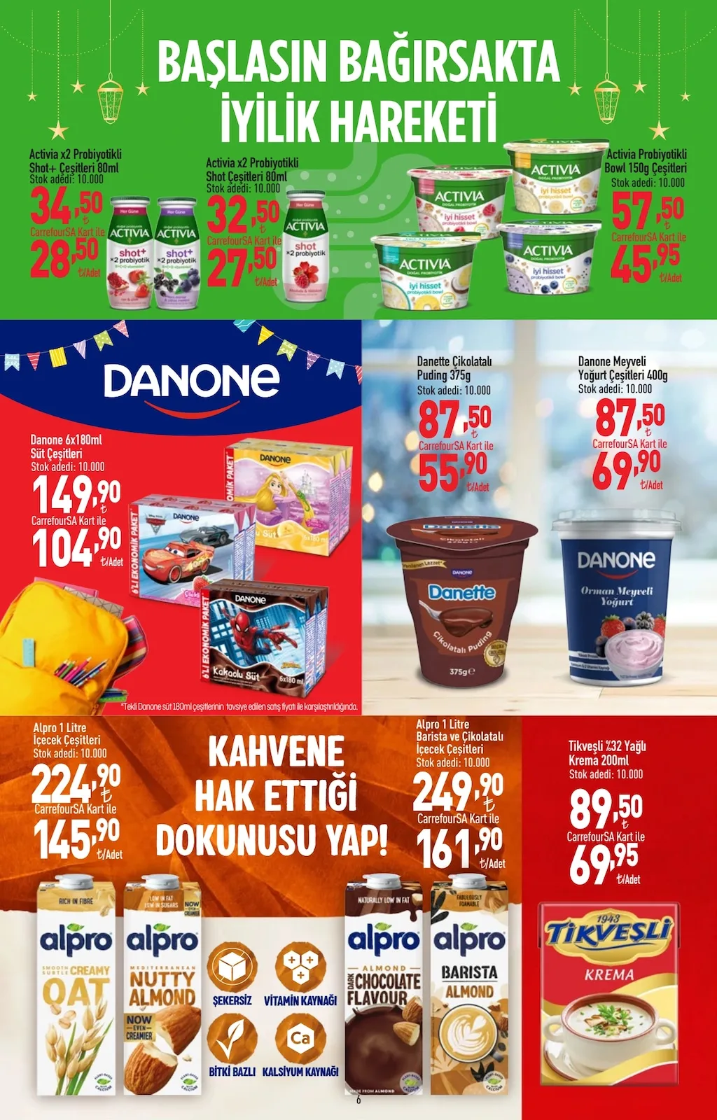 CarrefourSA CarrefourSA 23 Mart 2026 Aktüel Kataloğu sayfa 6: Activia X2 Probiyotikli Shot+ Çeşitleri 80Ml, Danette Çikolatalı Puding 375G