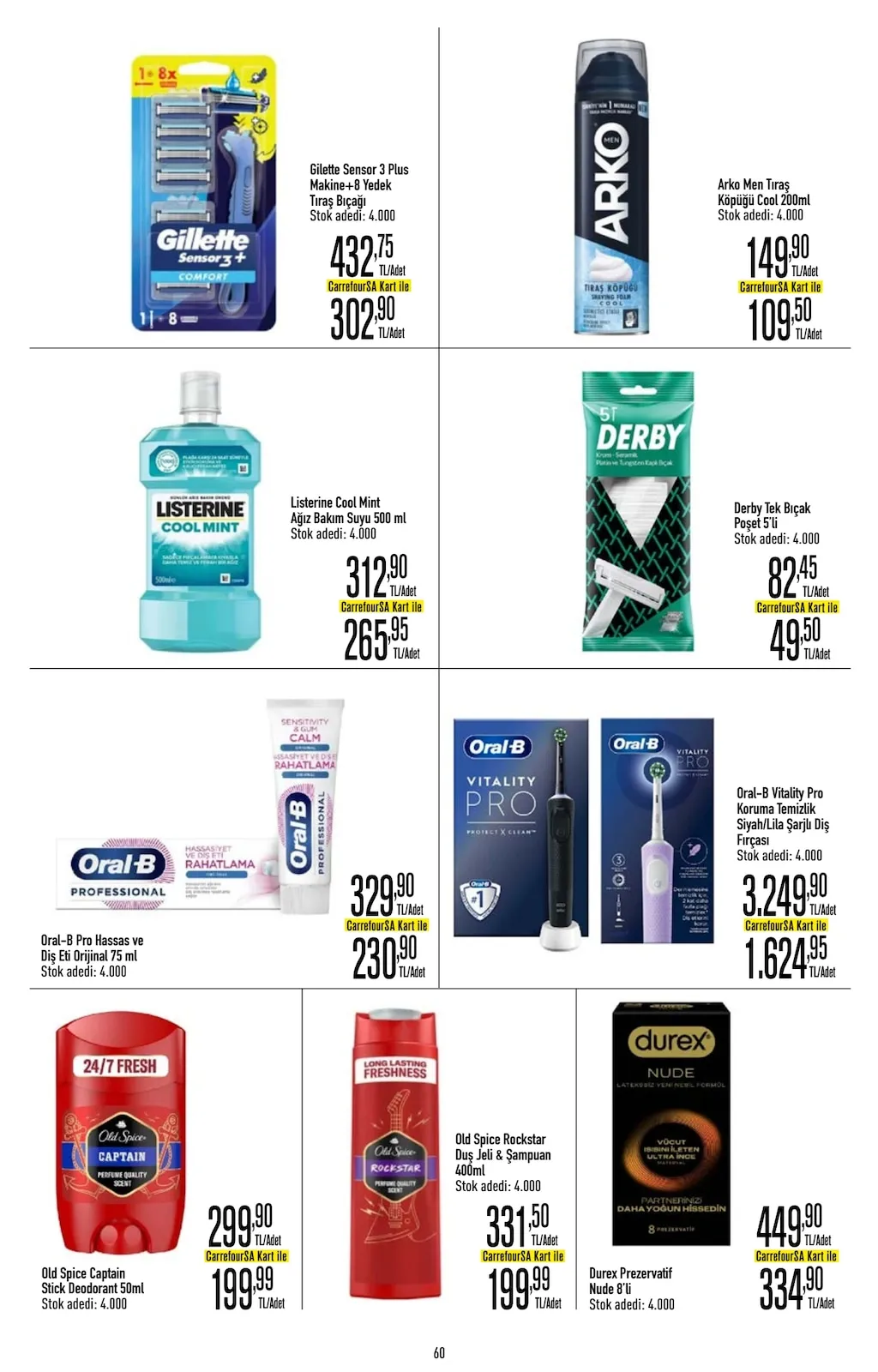 CarrefourSA CarrefourSA 23 Mart 2026 Aktüel Kataloğu sayfa 60: Oral-B Pro Hassas Ve Diş Eti Orijinal 75 Ml, Derby Tek Bıçak Poşet 5'Li