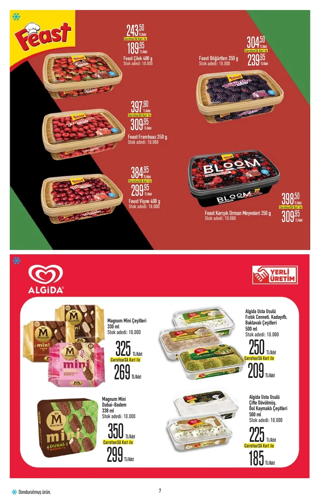 CarrefourSA CarrefourSA 23 Mart 2026 Aktüel Kataloğu sayfa 7: Magnum Mini Çeşitleri 330 Ml, Algida Usta Usulü Fıstık Cenneti, Kadayıflı, Baklavalı Çeşitleri 500 Ml