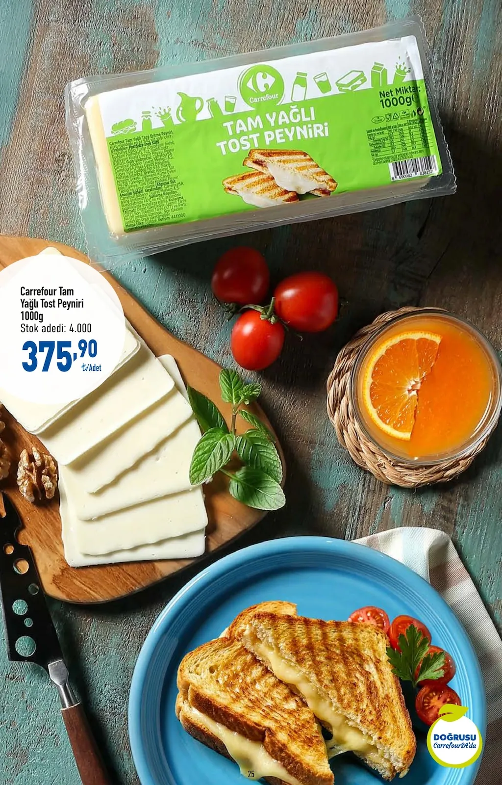 CarrefourSA CarrefourSA 9 Nisan 2026 Aktüel Kataloğu sayfa 25: Carrefour Tam Yağlı Tost Peyniri 1000G
