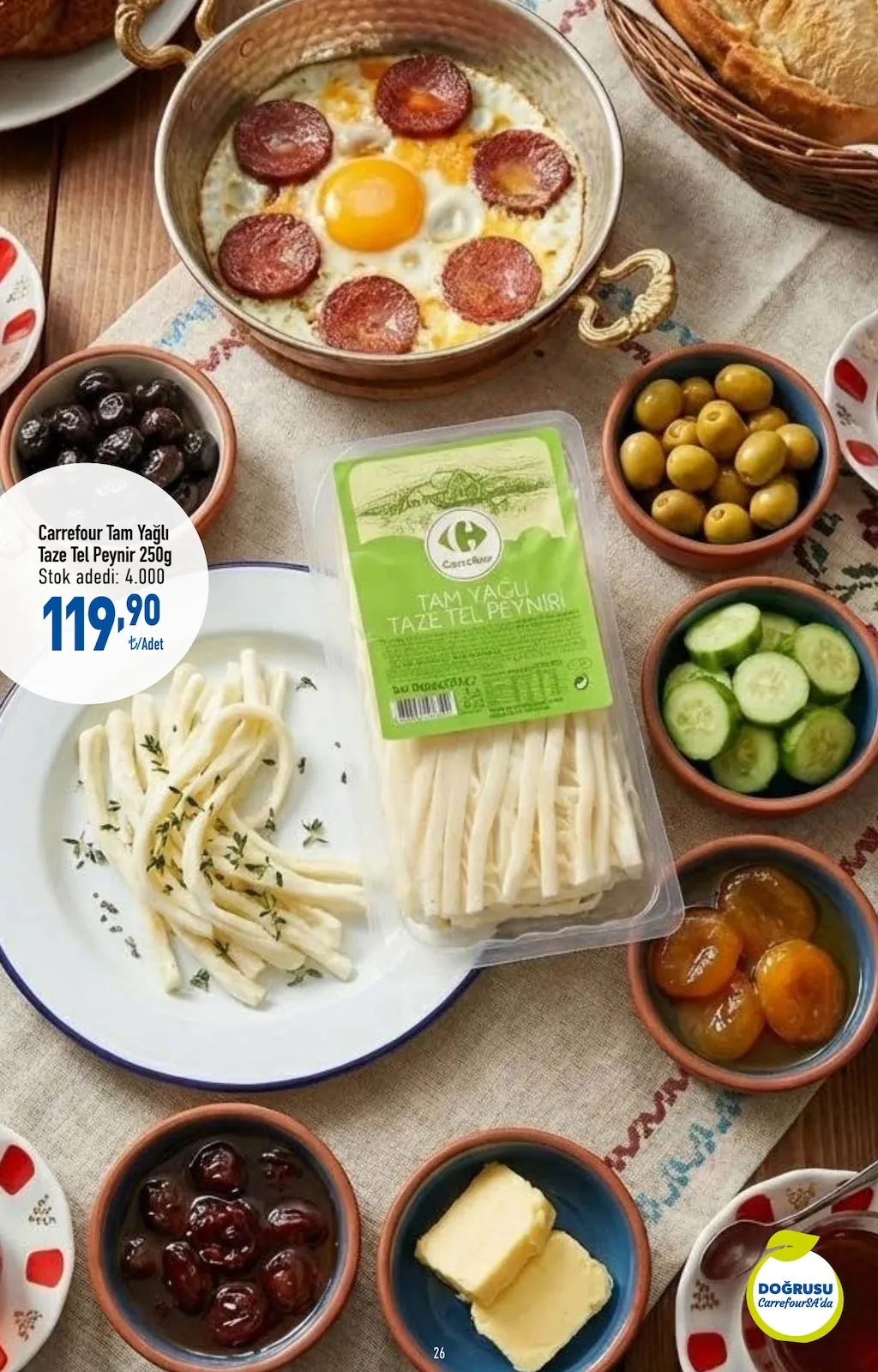 CarrefourSA CarrefourSA 9 Nisan 2026 Aktüel Kataloğu sayfa 26: Carrefour Tam Yağlı Taze Tel Peynir 250G