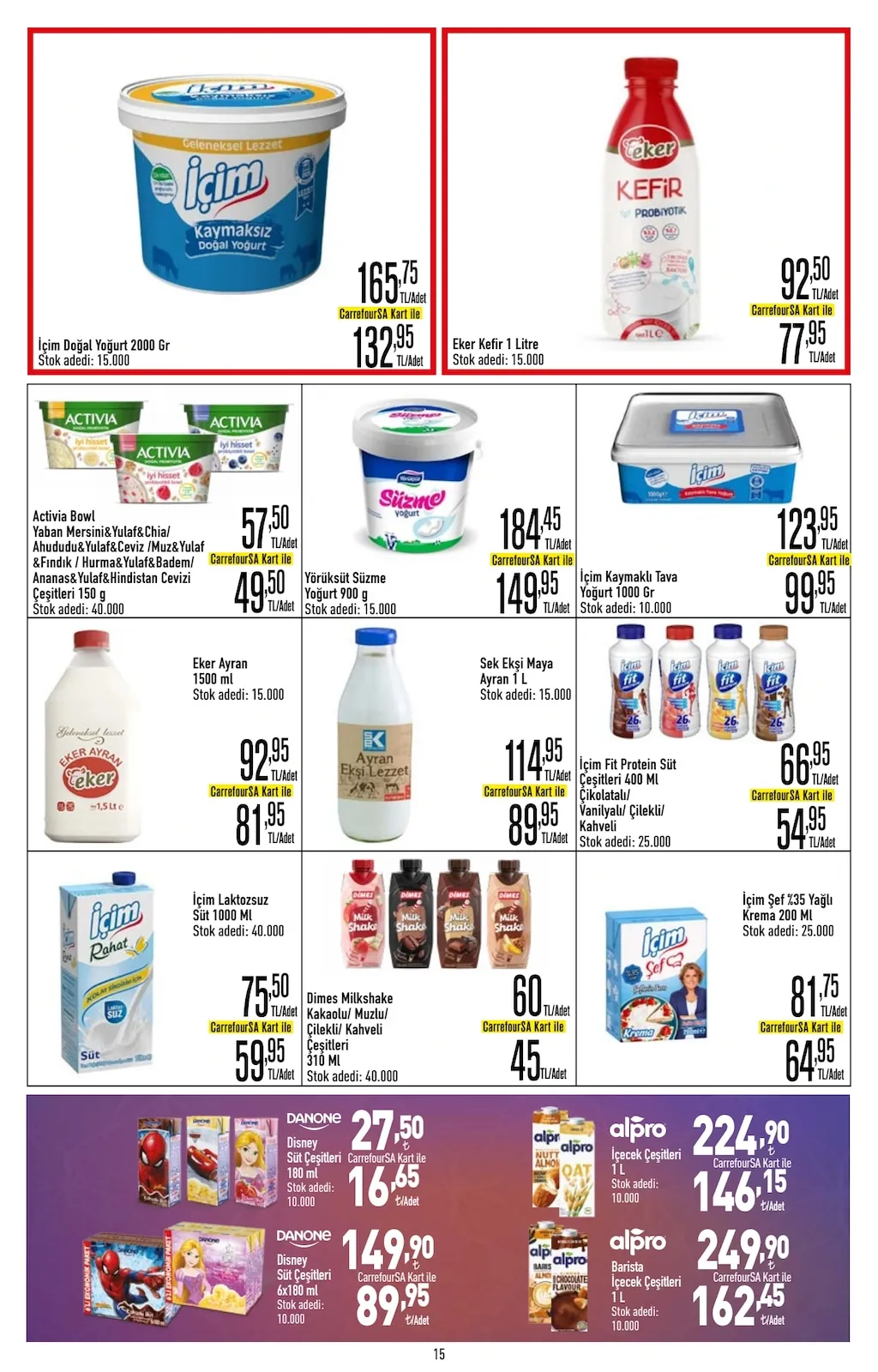 CarrefourSA CarrefourSA 22 Nisan 2026 Aktüel Kataloğu sayfa 15: Yörüksüt Süzme Yoğurt 900 G, Sek Ekşi Maya Ayran 1 L