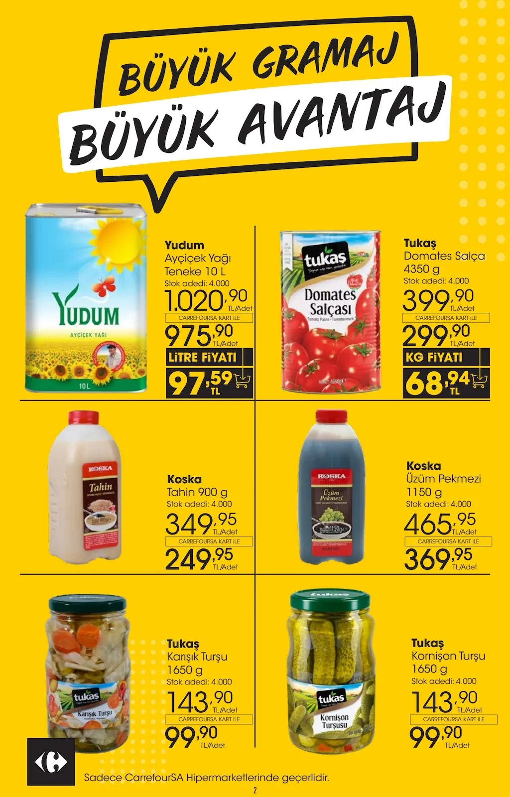 CarrefourSA CarrefourSA 22 Nisan 2026 Aktüel Kataloğu sayfa 2: Tukaş Kornişon Turşu 1650 G, Koska Tahin 900 G
