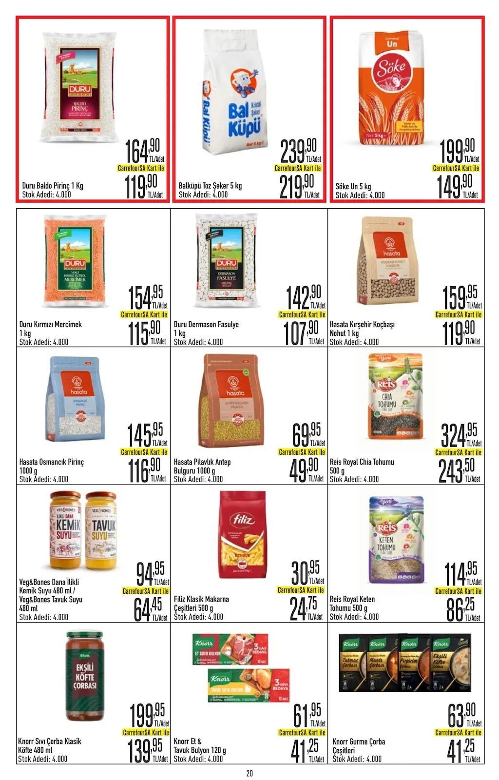 CarrefourSA CarrefourSA 22 Nisan 2026 Aktüel Kataloğu sayfa 20: Reis Royal Keten Tohumu 500 G, Filiz Klasik Makarna Çeşitleri 500 G
