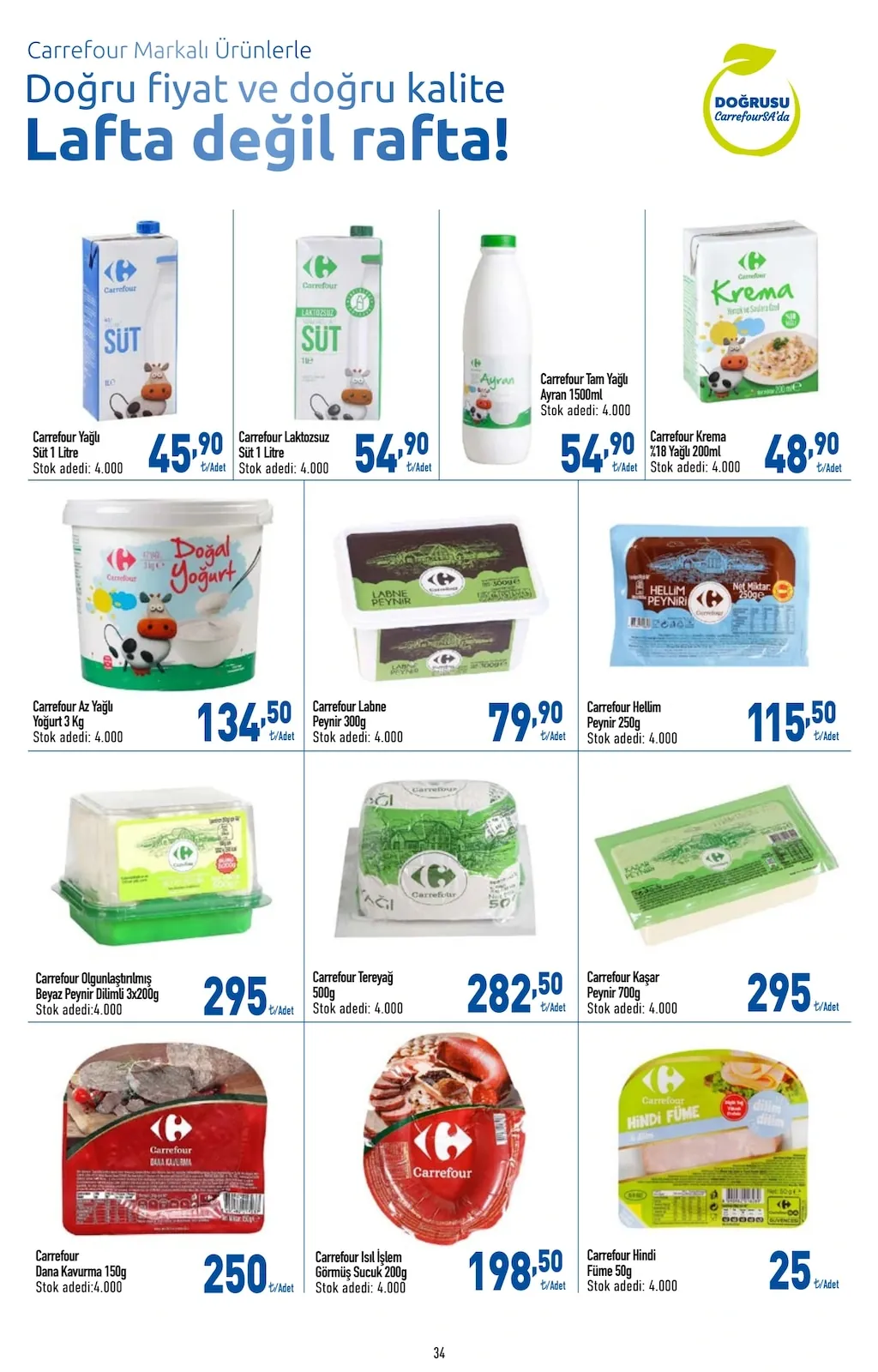 CarrefourSA CarrefourSA 22 Nisan 2026 Aktüel Kataloğu sayfa 34: Carrefour Tereyağ 500G, Carrefour Kaşar Peynir 700G