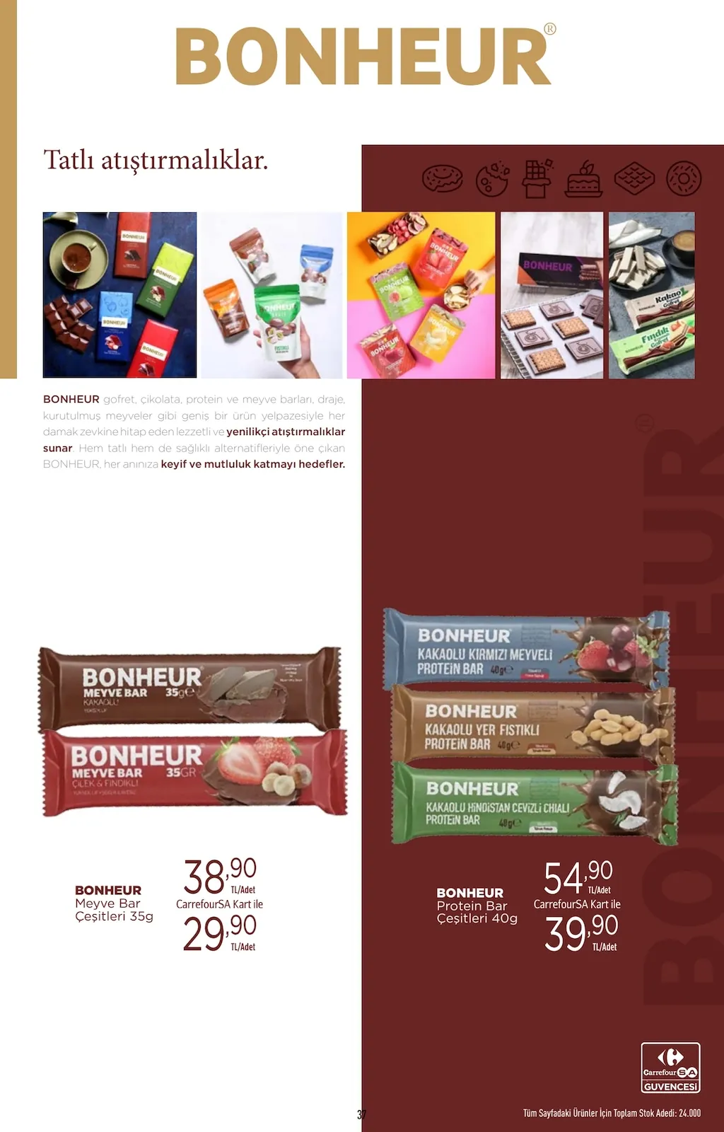 CarrefourSA CarrefourSA 22 Nisan 2026 Aktüel Kataloğu sayfa 37: Bonheur Meyve Bar Çeşitleri 35G, Bonheur Protein Bar Çeşitleri 40G