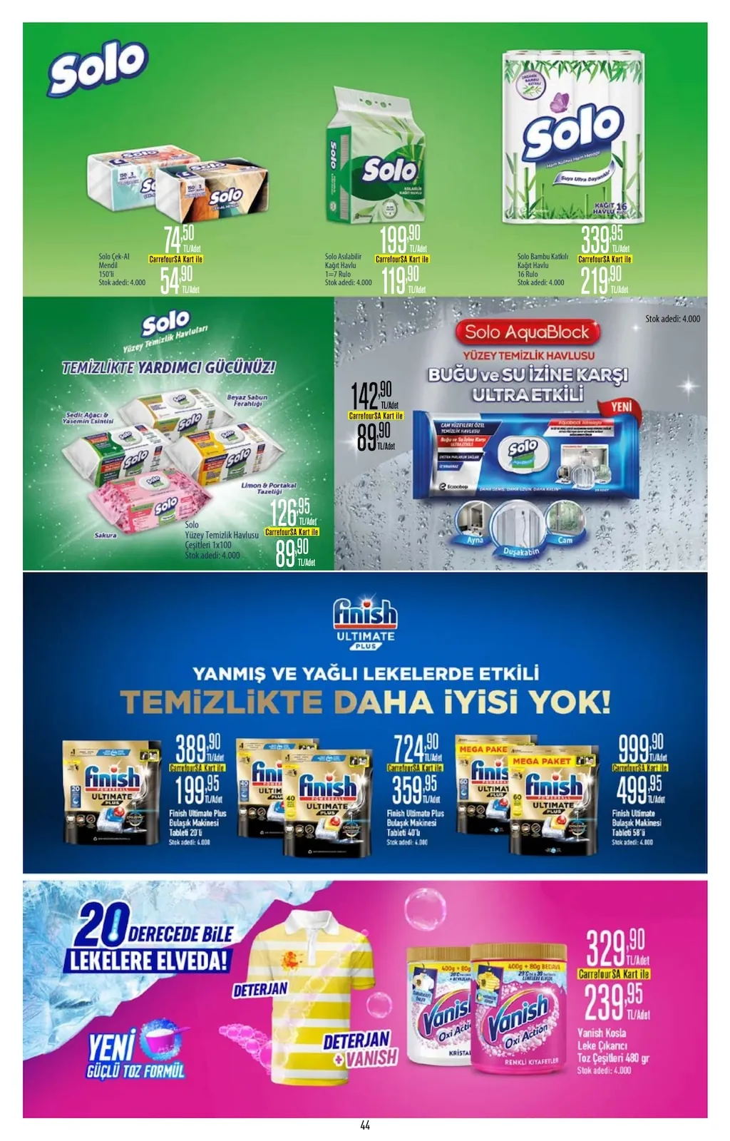 CarrefourSA CarrefourSA 22 Nisan 2026 Aktüel Kataloğu sayfa 44: Solo Asılabilir Kağıt Havlu 7 Rulo, Solo Bambu Katlı Kağıt Havlu 16 Rulo
