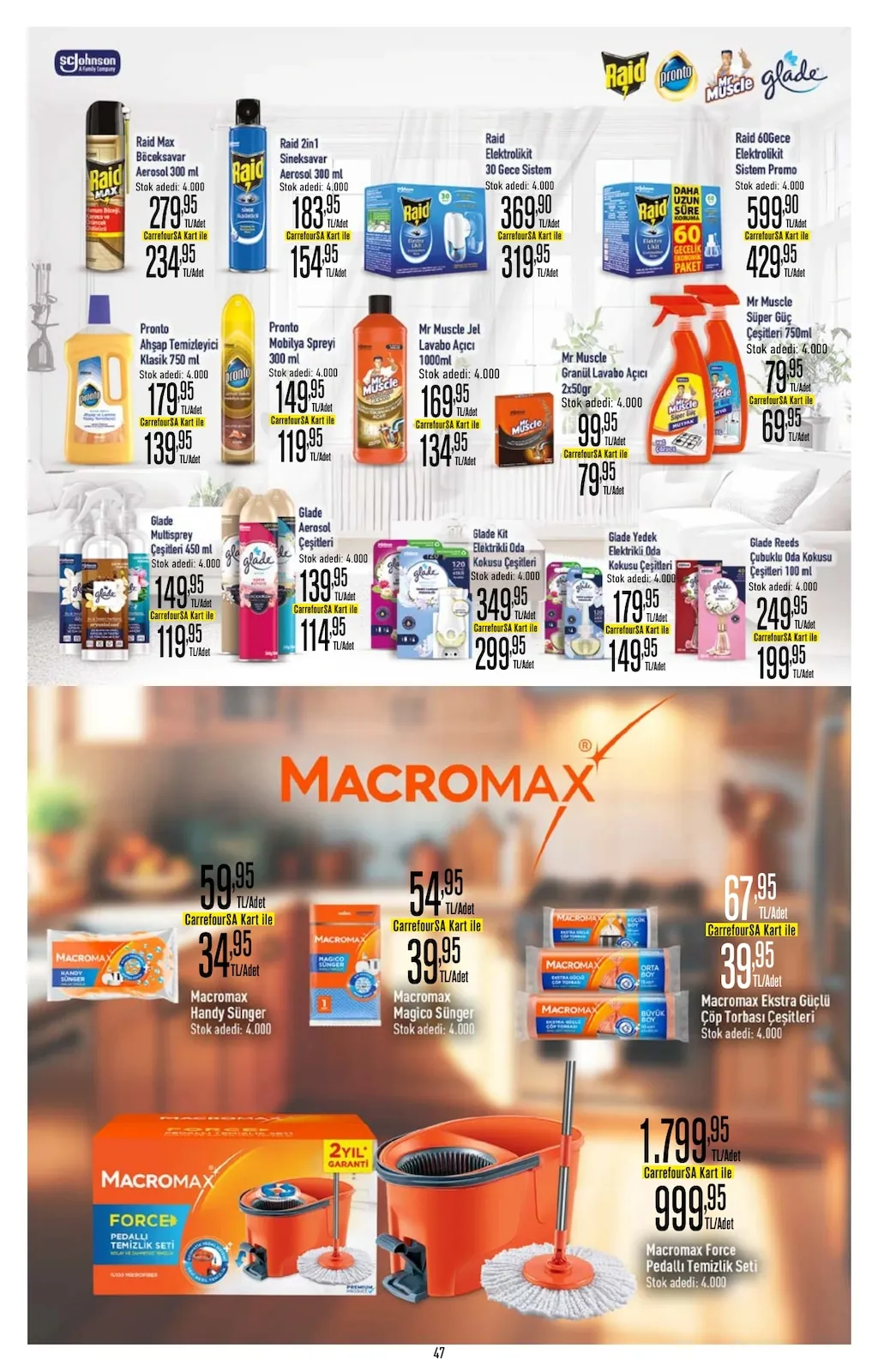 CarrefourSA CarrefourSA 22 Nisan 2026 Aktüel Kataloğu sayfa 47: Mr Muscle Jel Lavabo Açıcı 1000Ml, Mr Muscle Süper Güç Çeşitleri 750Ml